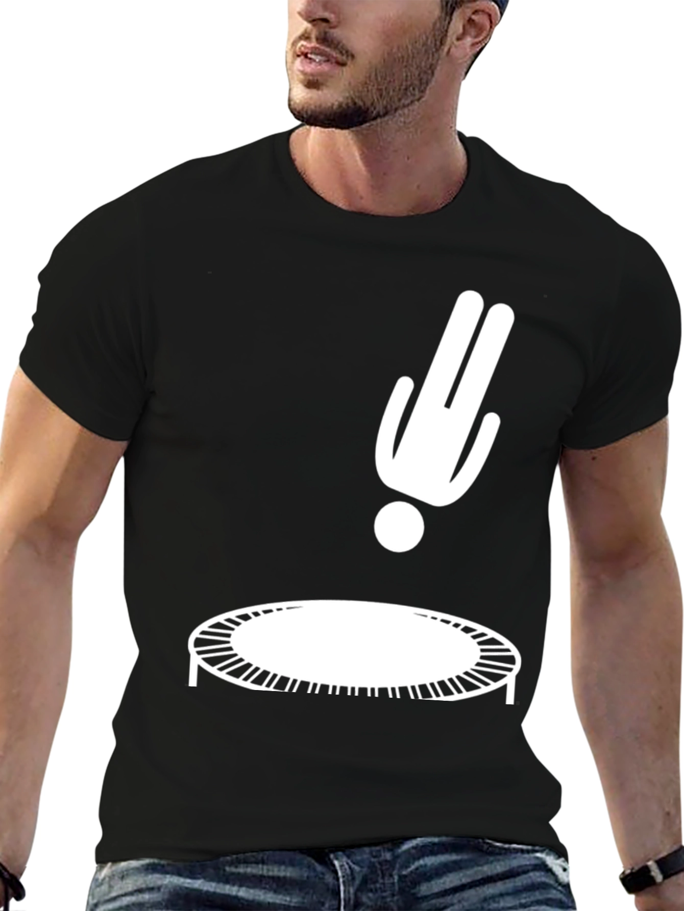 Black Trampoline T-Shirt: Funny Fall Design view 6