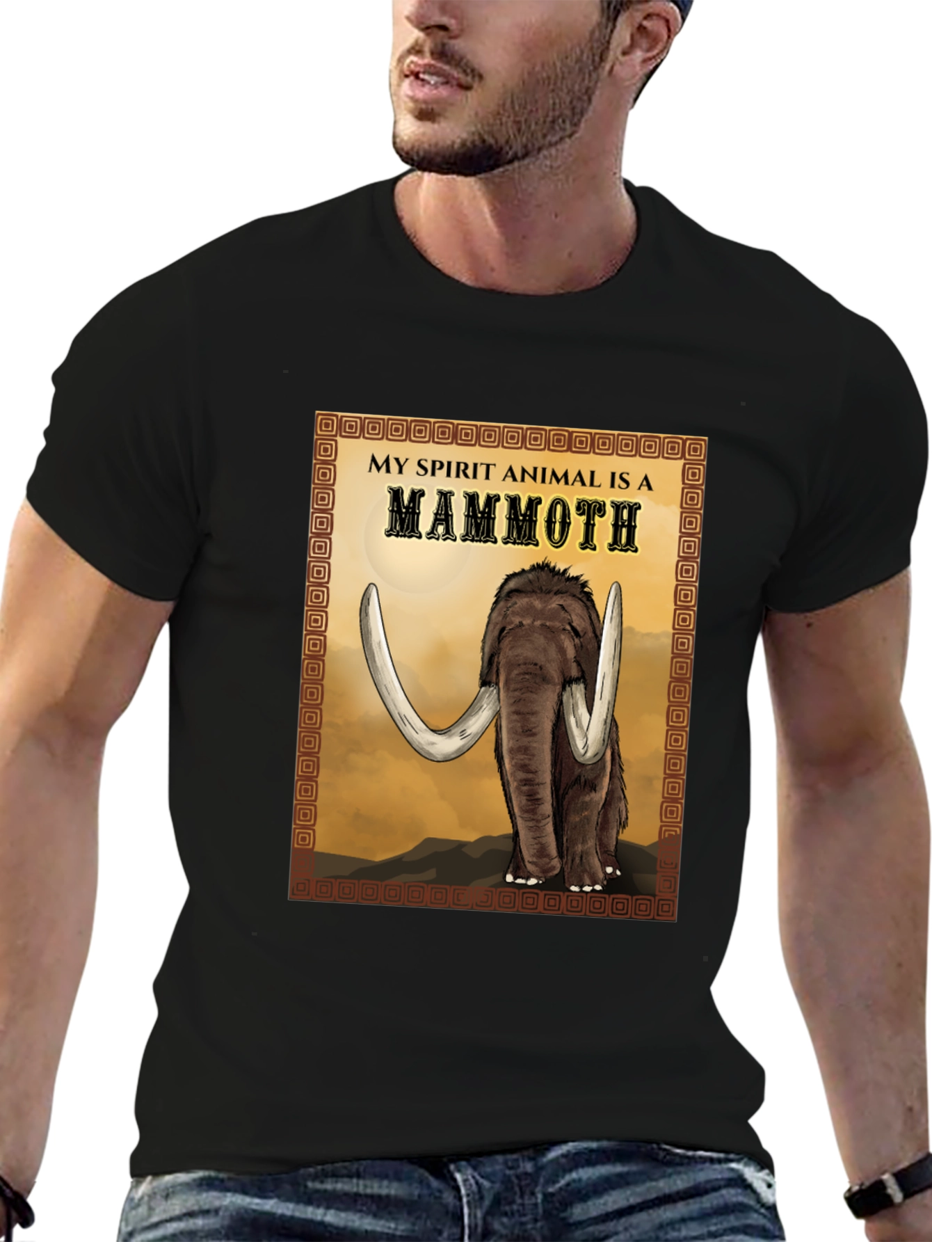 Black Mammoth Spirit Animal T-Shirt - Graphic Tee view 6