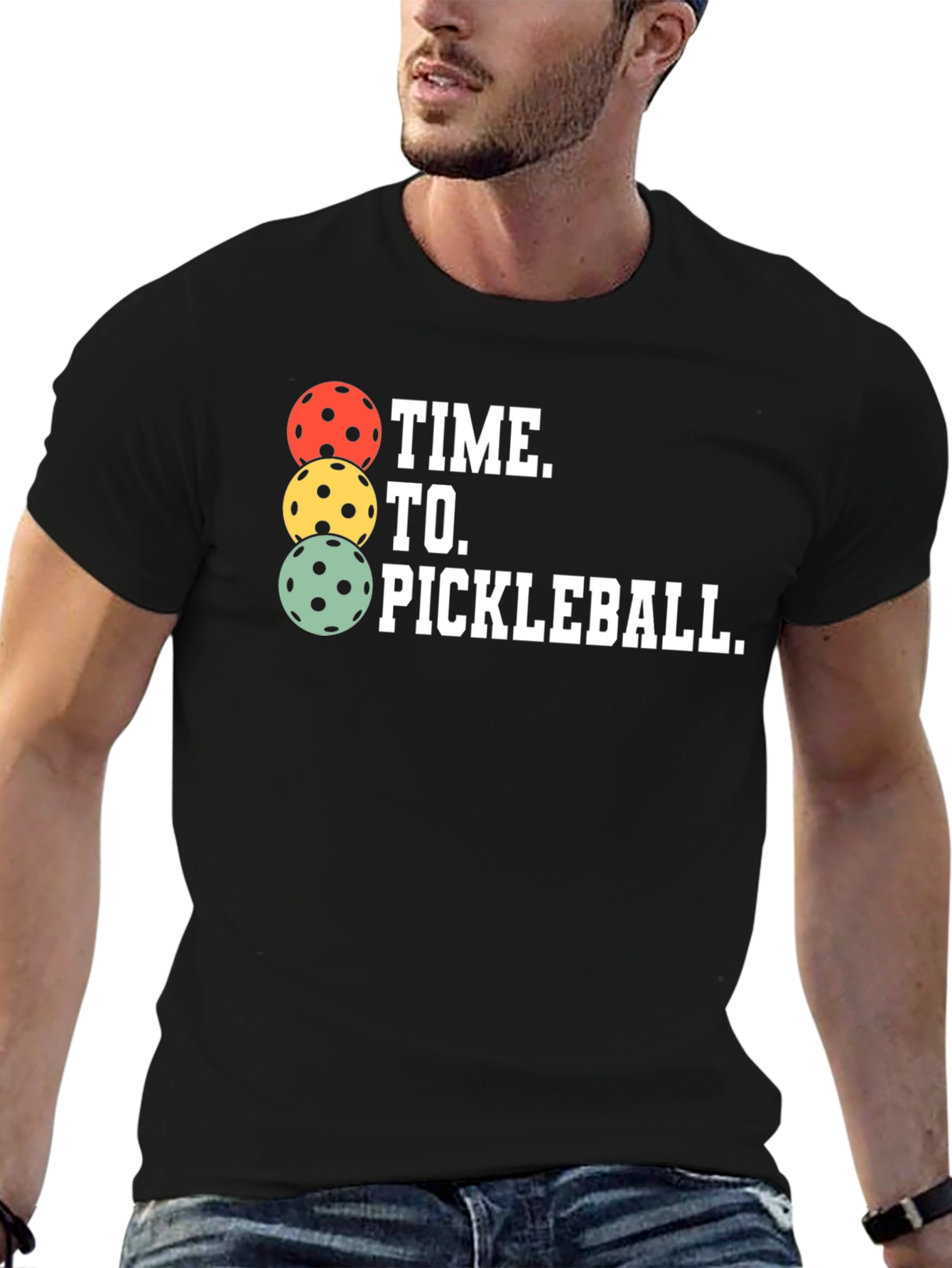 Black Time to Pickleball T-Shirt view 6
