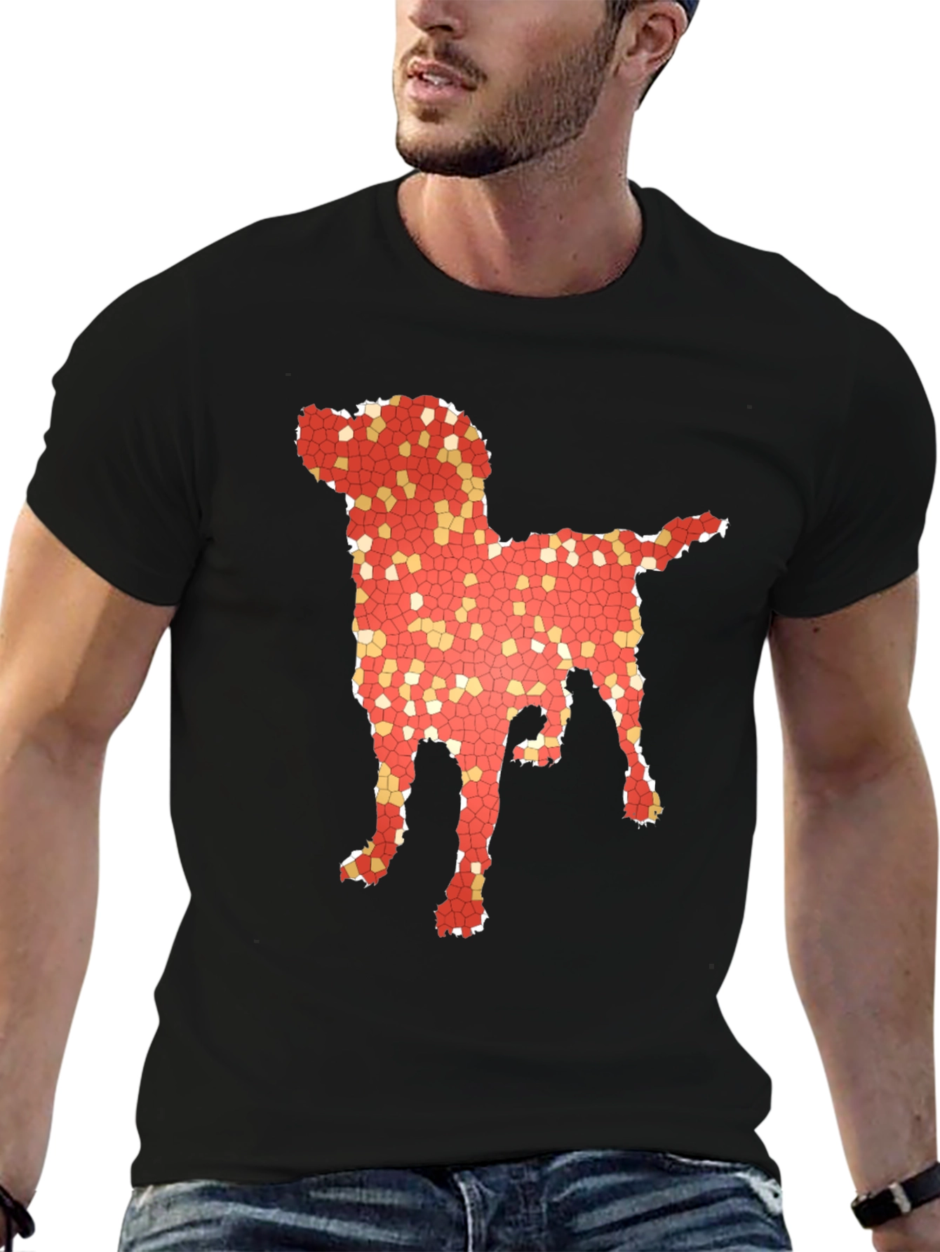 Black Dog Mosaic Graphic T-Shirt - Stylish Men's Tee view 6