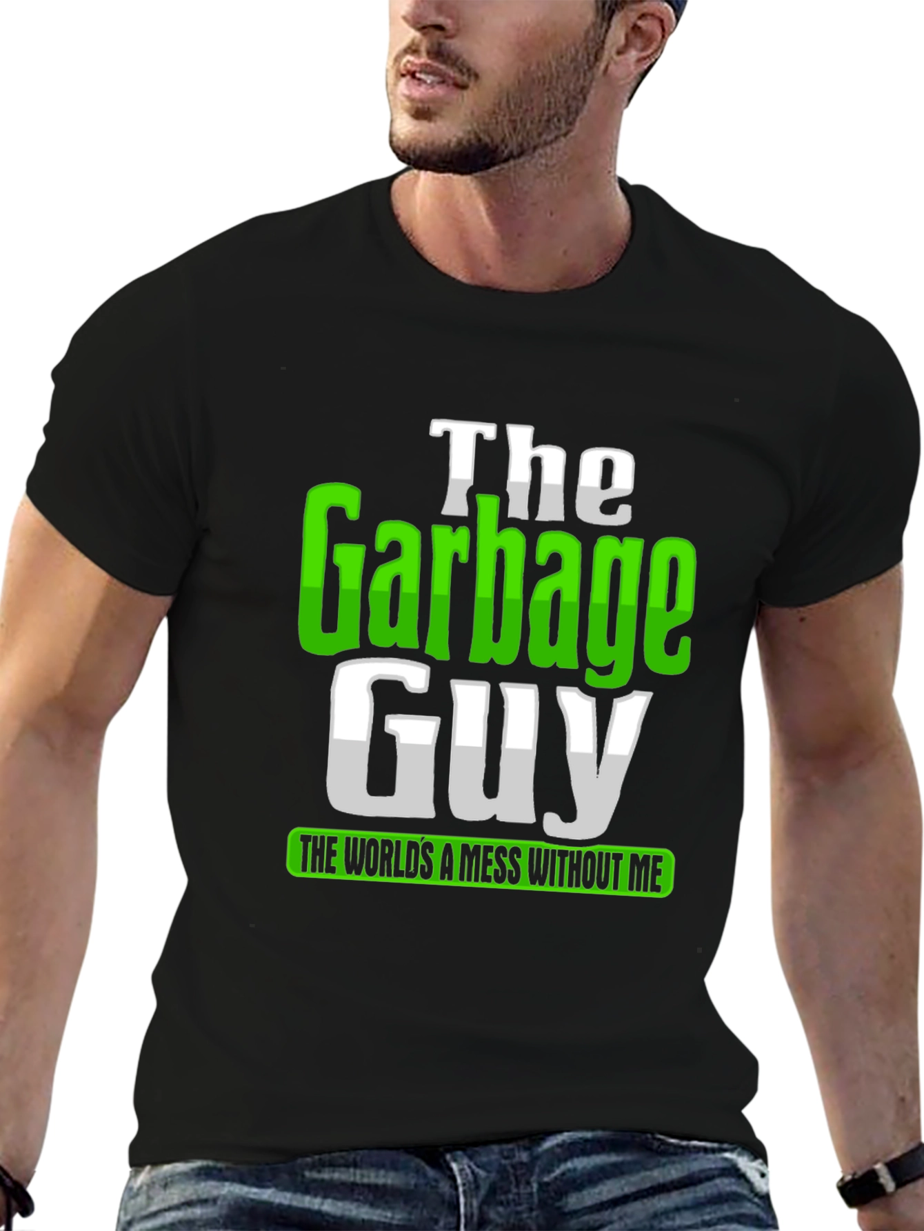 Black The Garbage Guy T-Shirt - Funny Sanitation Worker Tee view 6