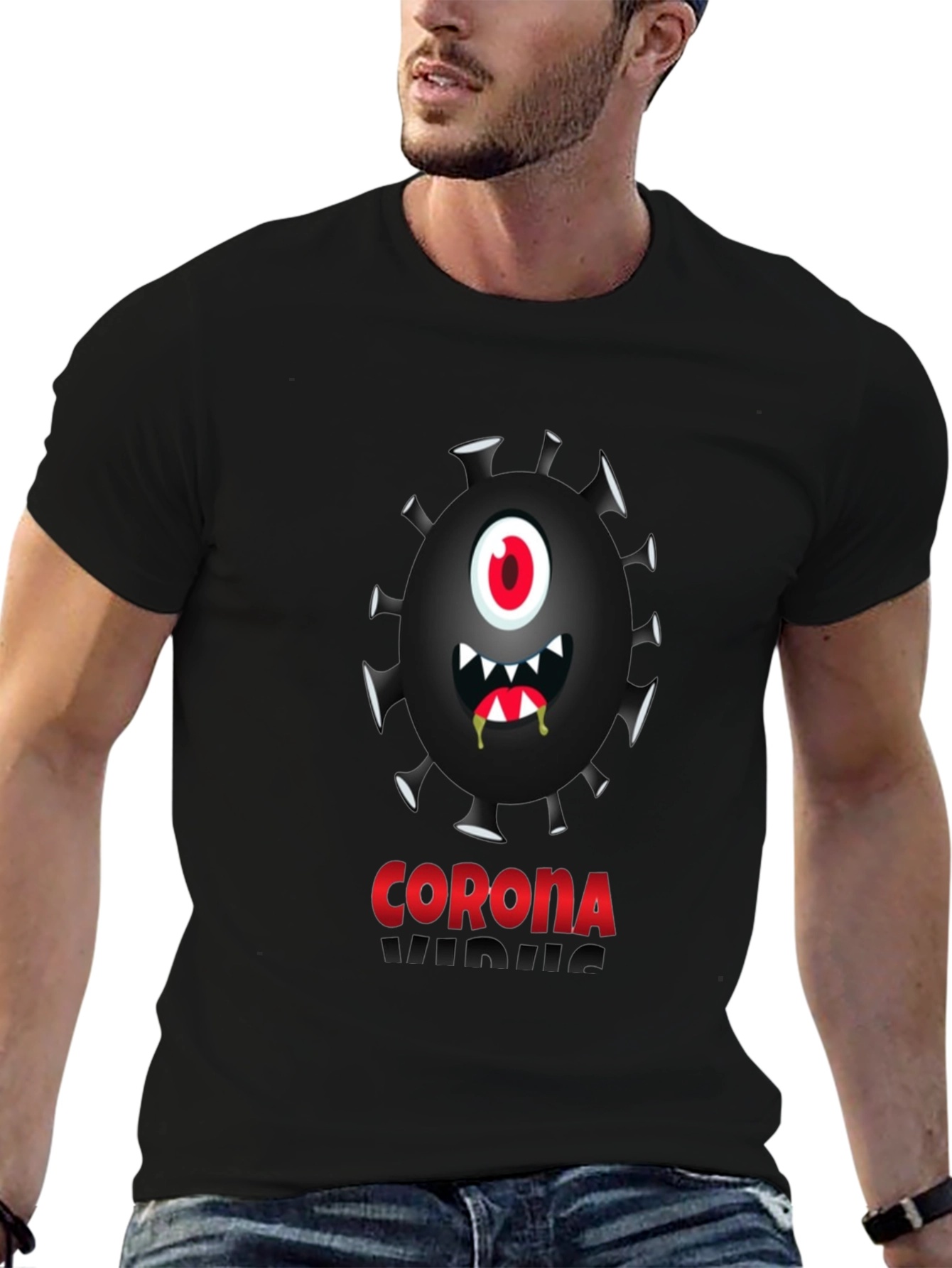 Black Corona Virus Graphic Novelty Tee view 6