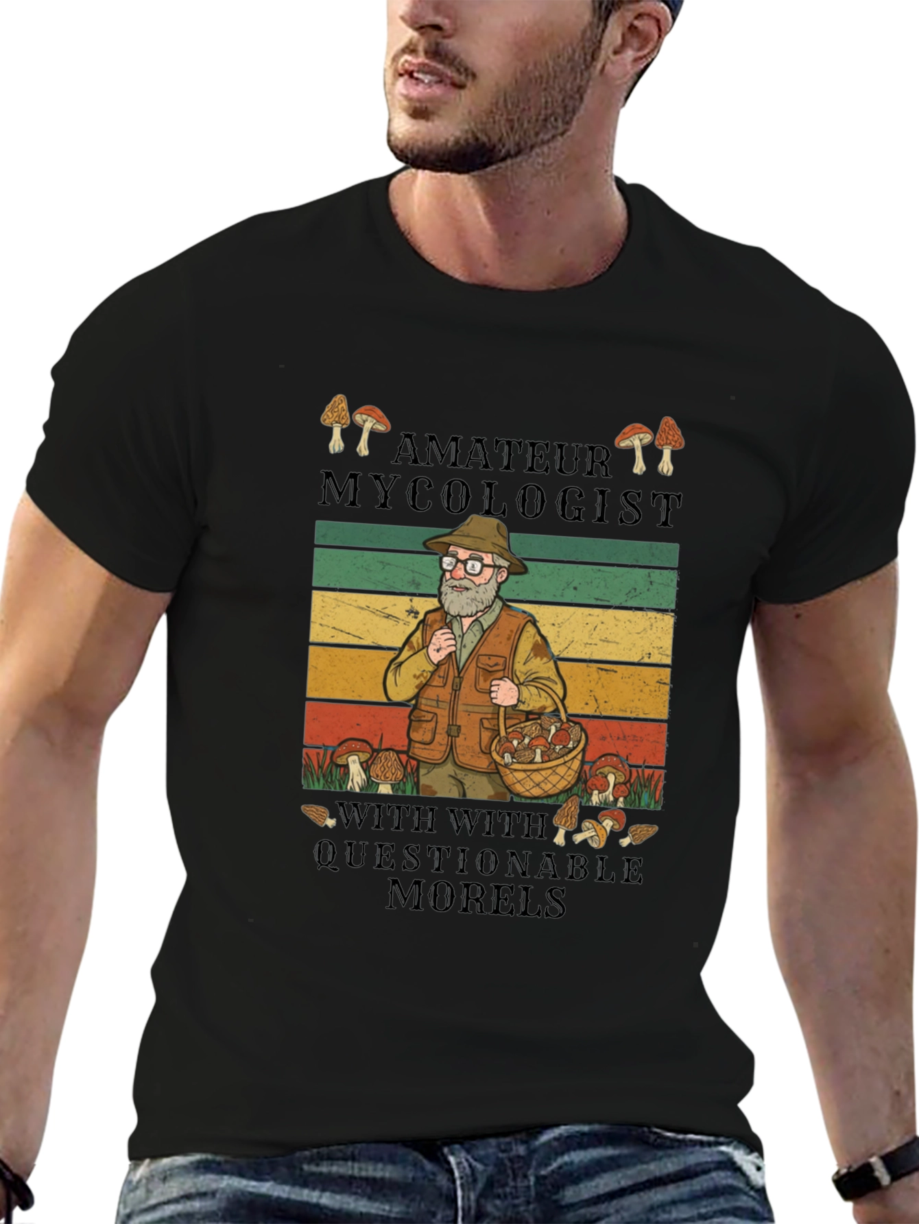 Black Amateur Mycologist T-Shirt - Questionable Morels view 6