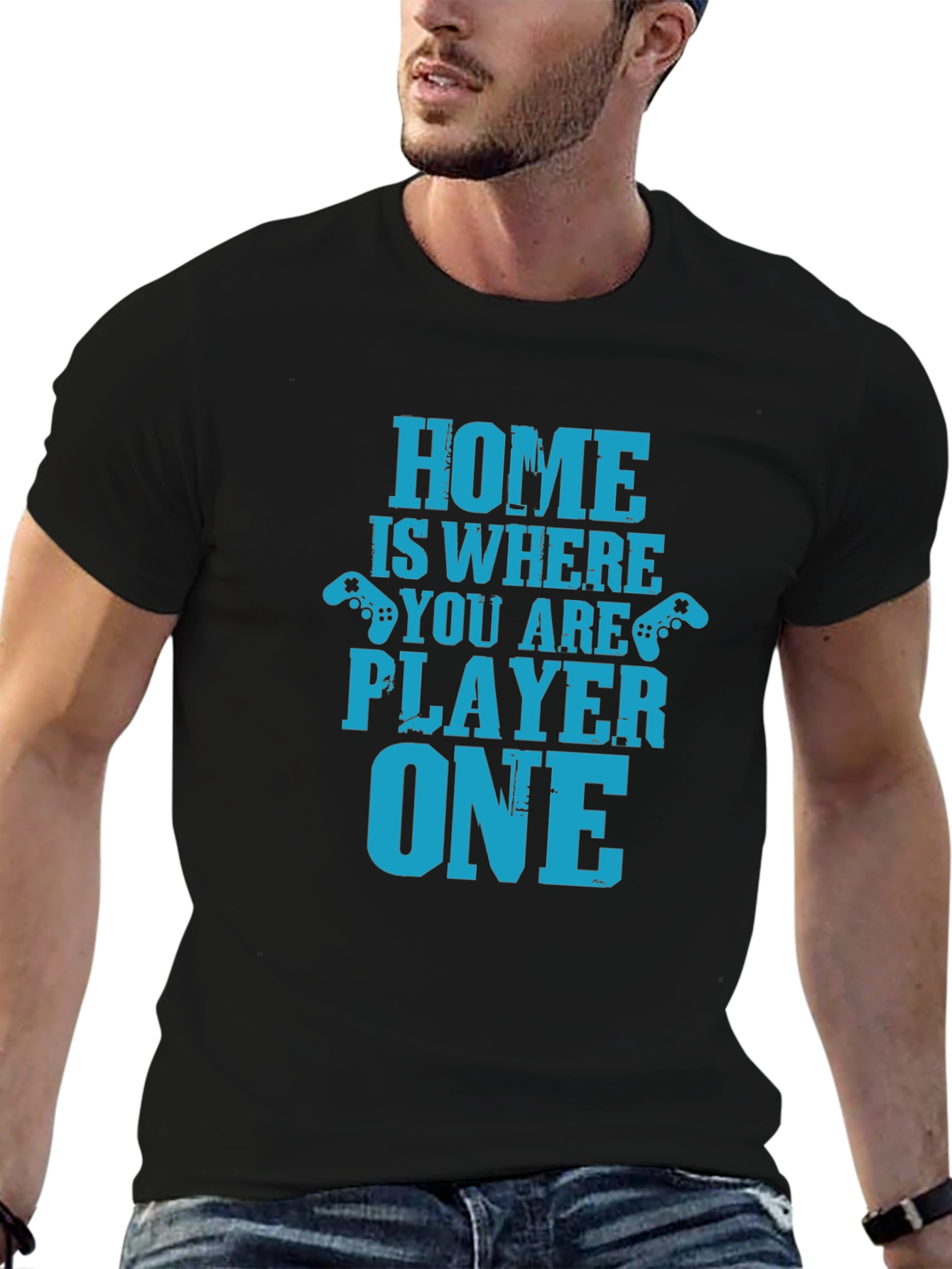 Black Home Is Where You Are Player One Black T-Shirt view 6