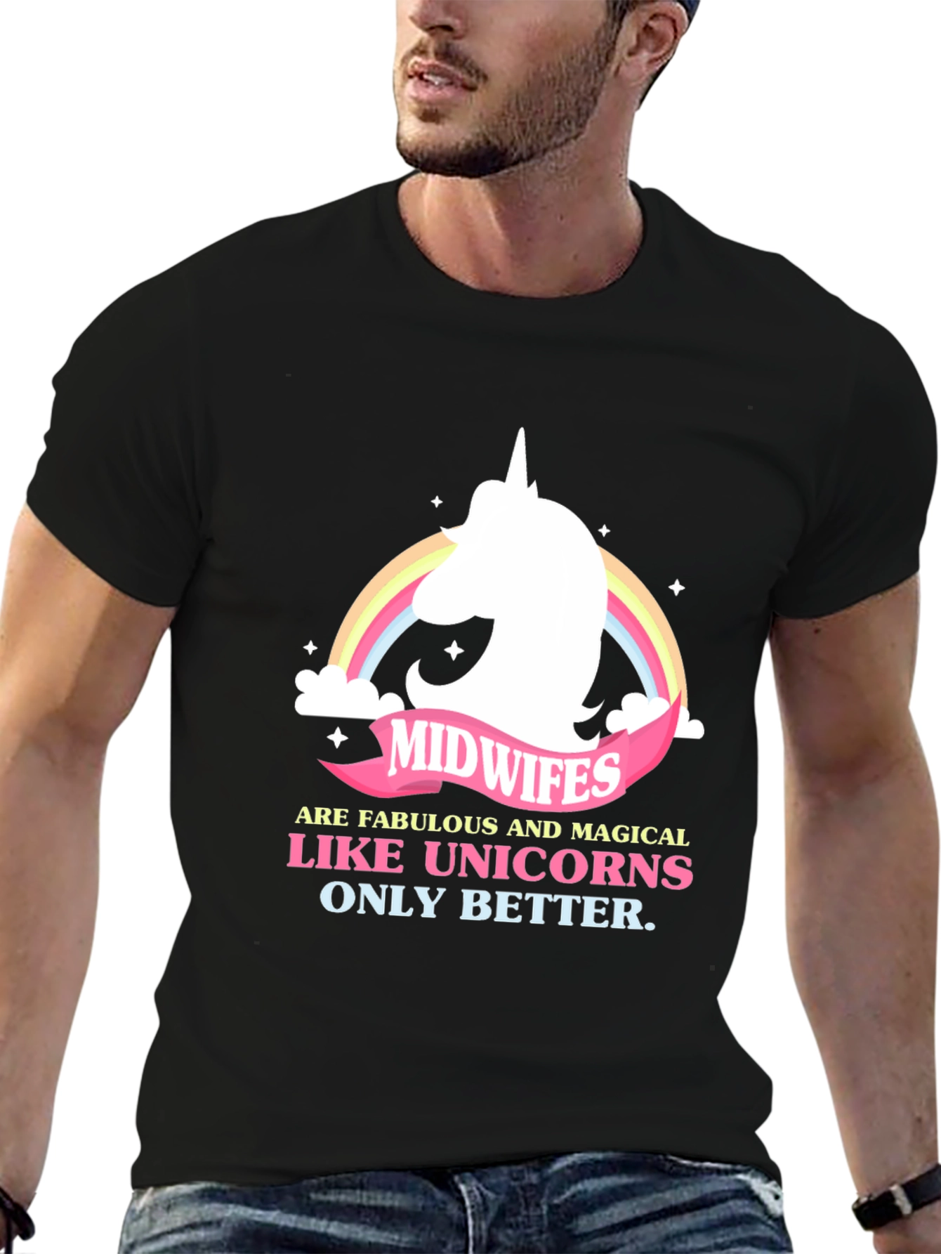 Black Magical Midwives Unicorn T-Shirt view 6