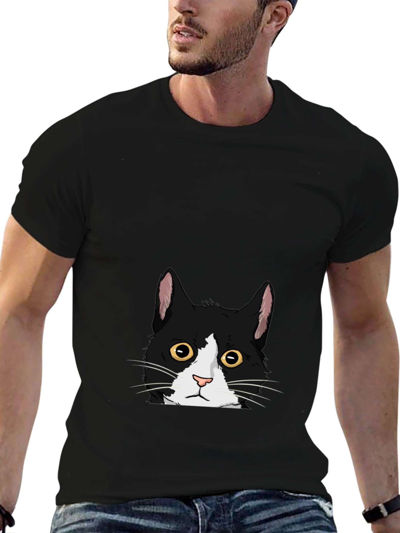 Black Black Cat Peekaboo Graphic Tee view 6
