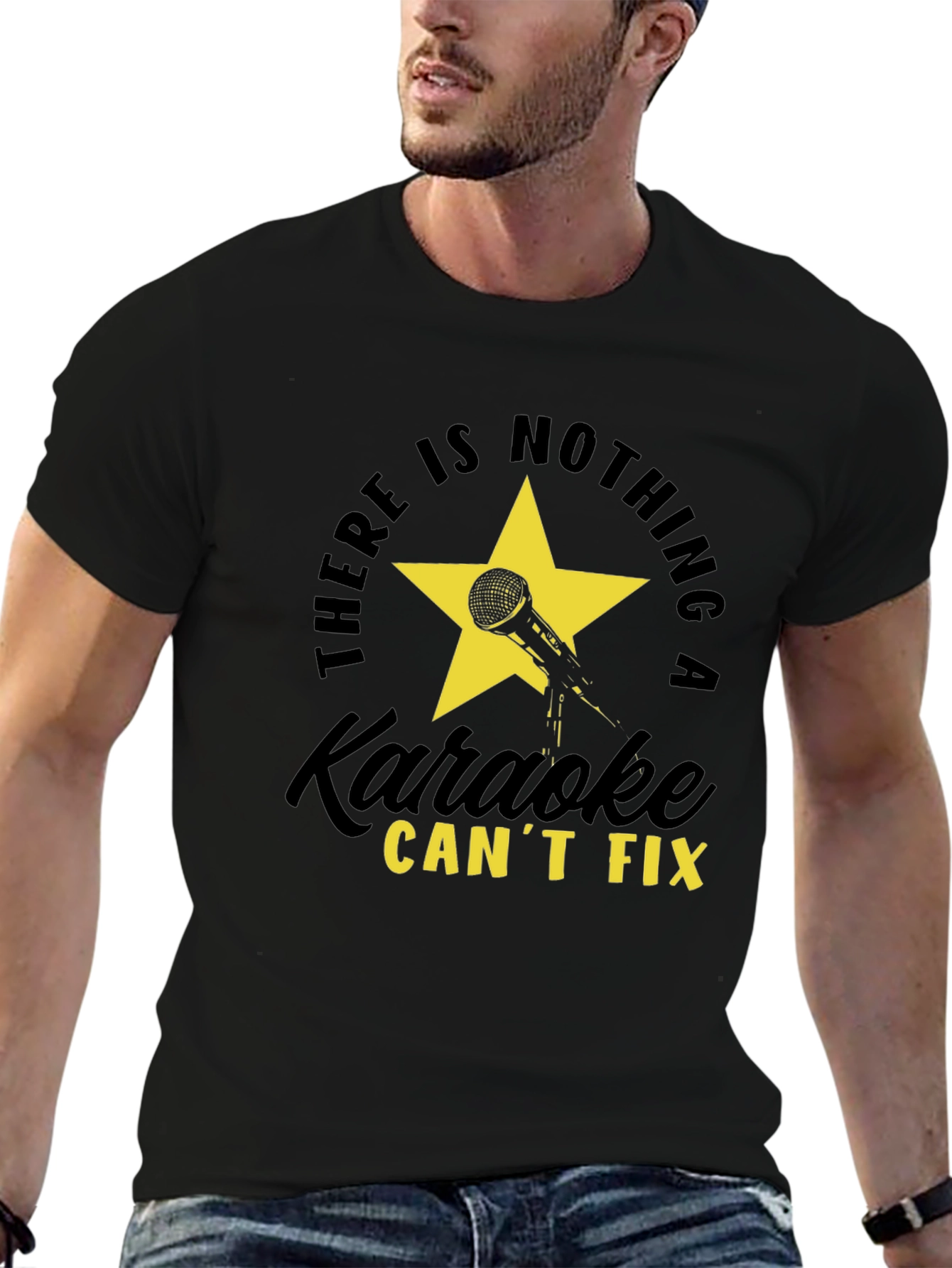 Black Karaoke Fix T-Shirt - Stylish Graphic Tee view 6