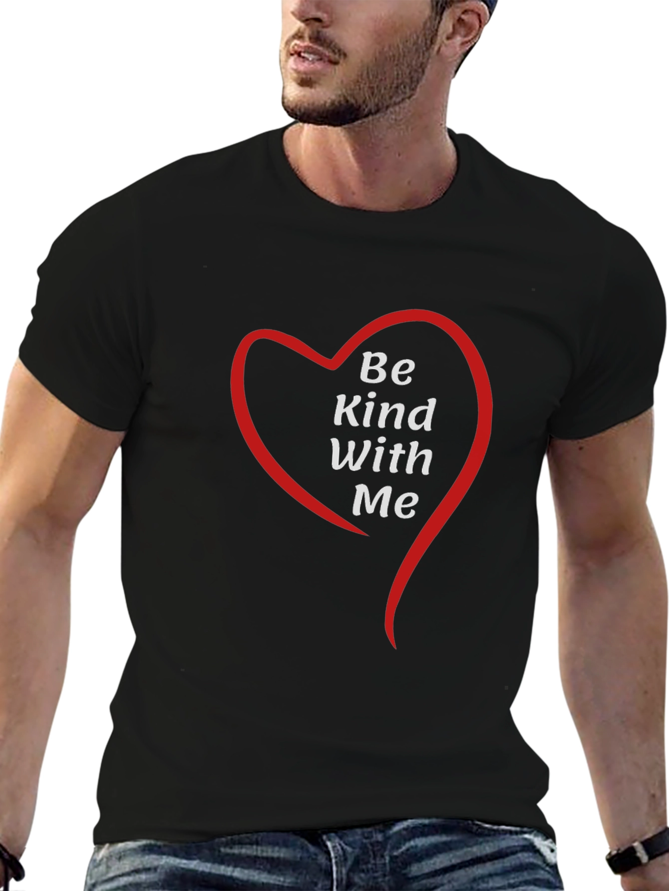 Black Be Kind With Me Heart Graphic Tee - Black view 6