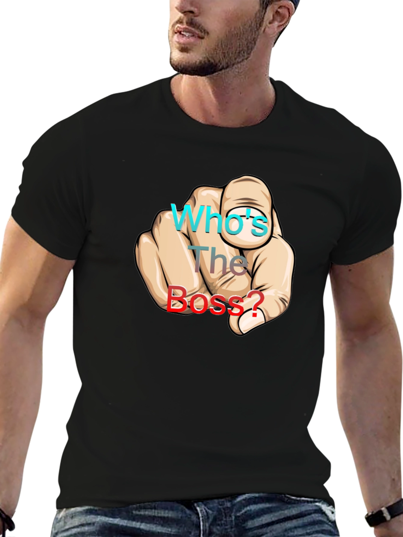 Black Who's The Boss? Graphic Print Black T-Shirt view 6