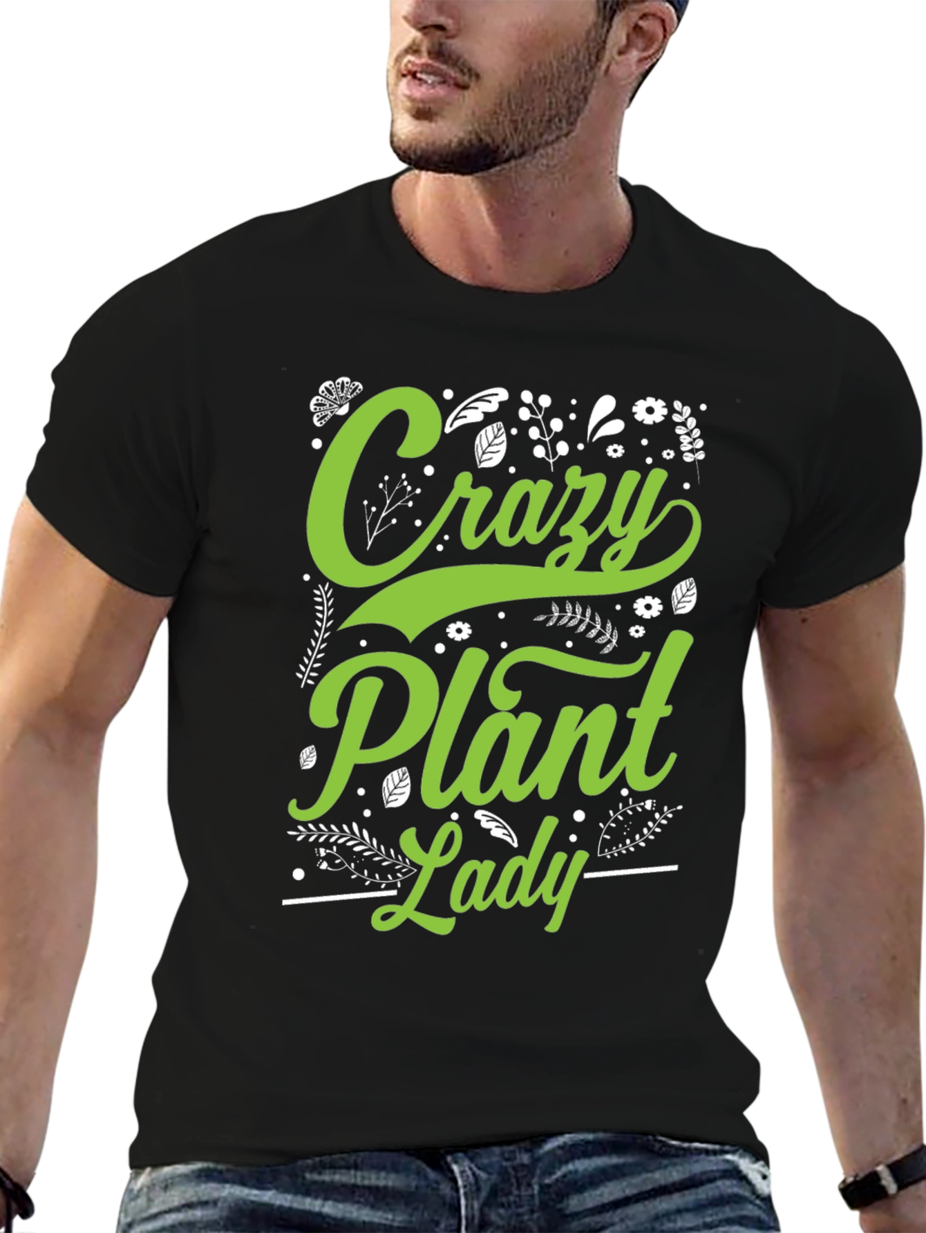 Black Crazy Plant Lady Graphic T-Shirt view 6