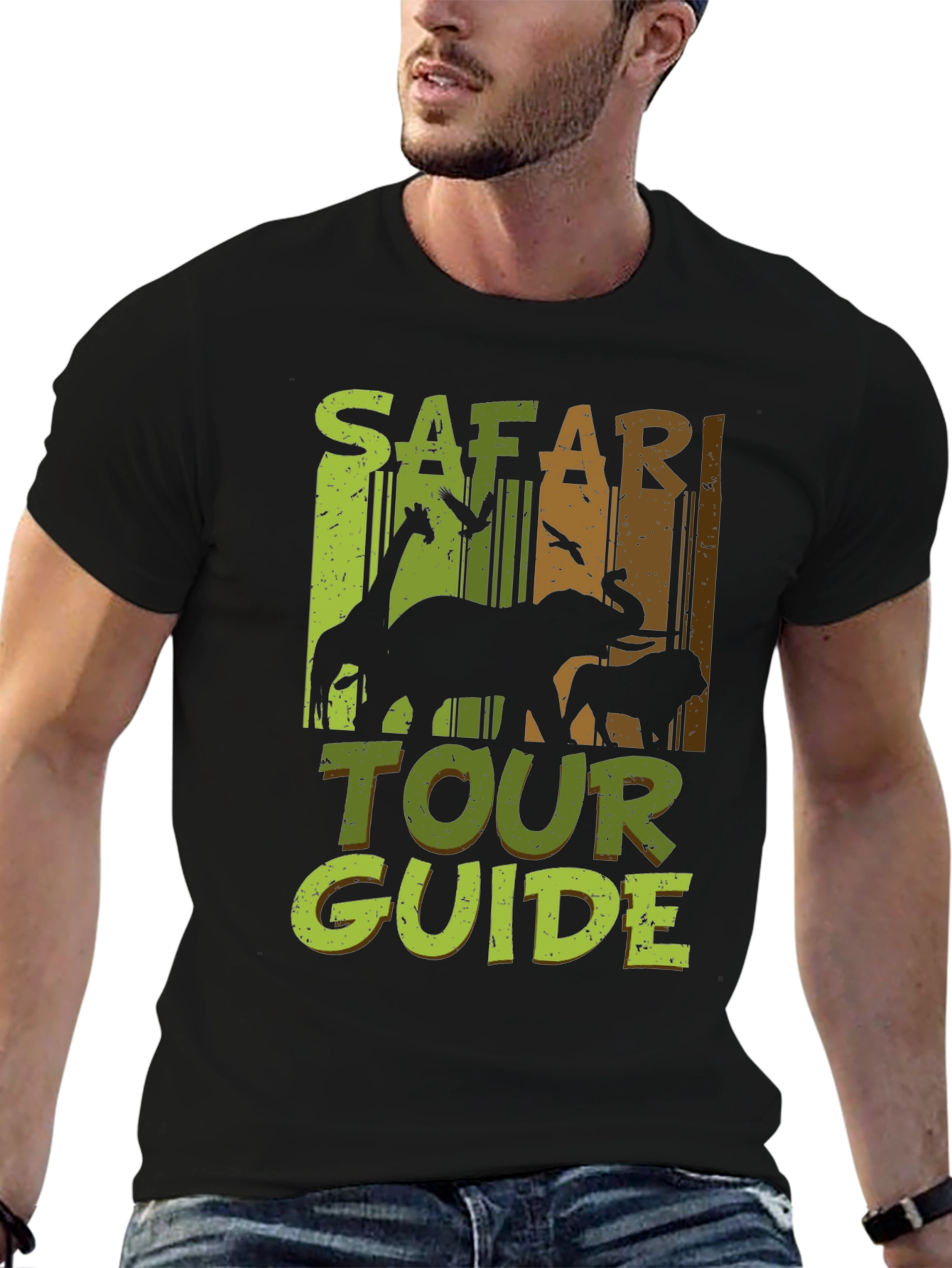 Black Safari Tour Guide Graphic T-Shirt view 6