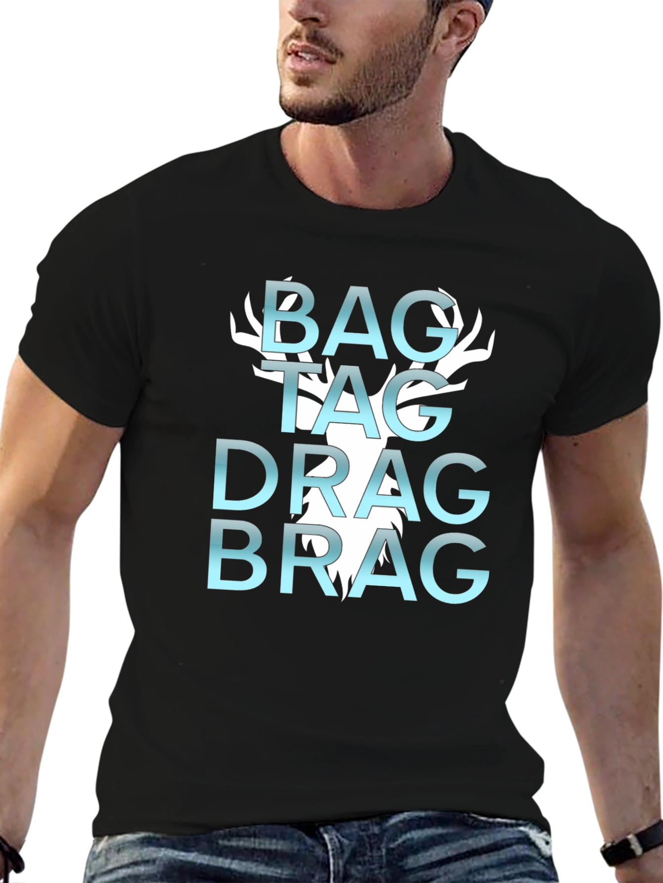 Black Bag Tag Drag Brag Graphic Tee view 6