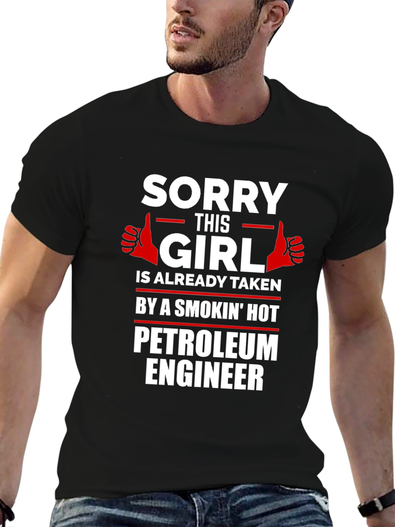 Black Sorry This Girl is Taken Petroleum Engineer T-Shirt view 6