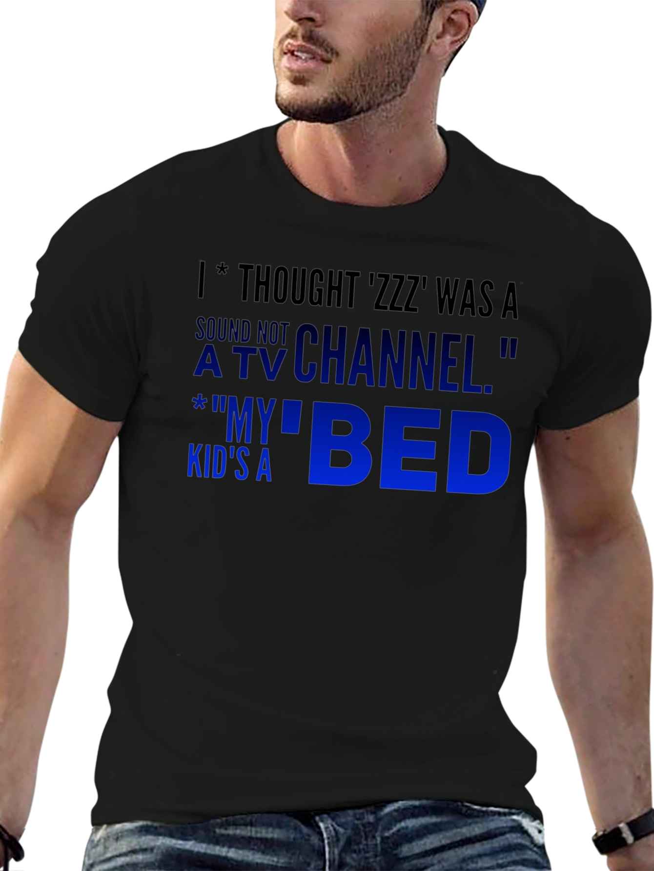 Black Funny 'ZZZ' Thought T-Shirt view 6