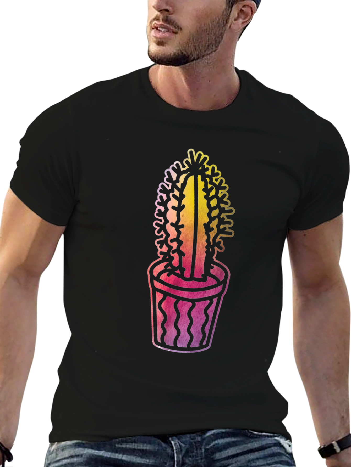 Black Cactus Graphic Tee - Trendy Plant Lover Shirt view 6