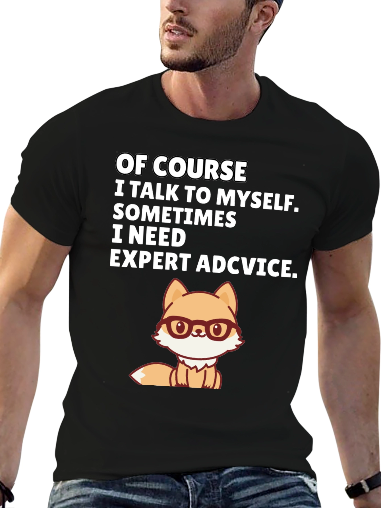 Black Funny Fox Expert Advice Graphic Tee view 6