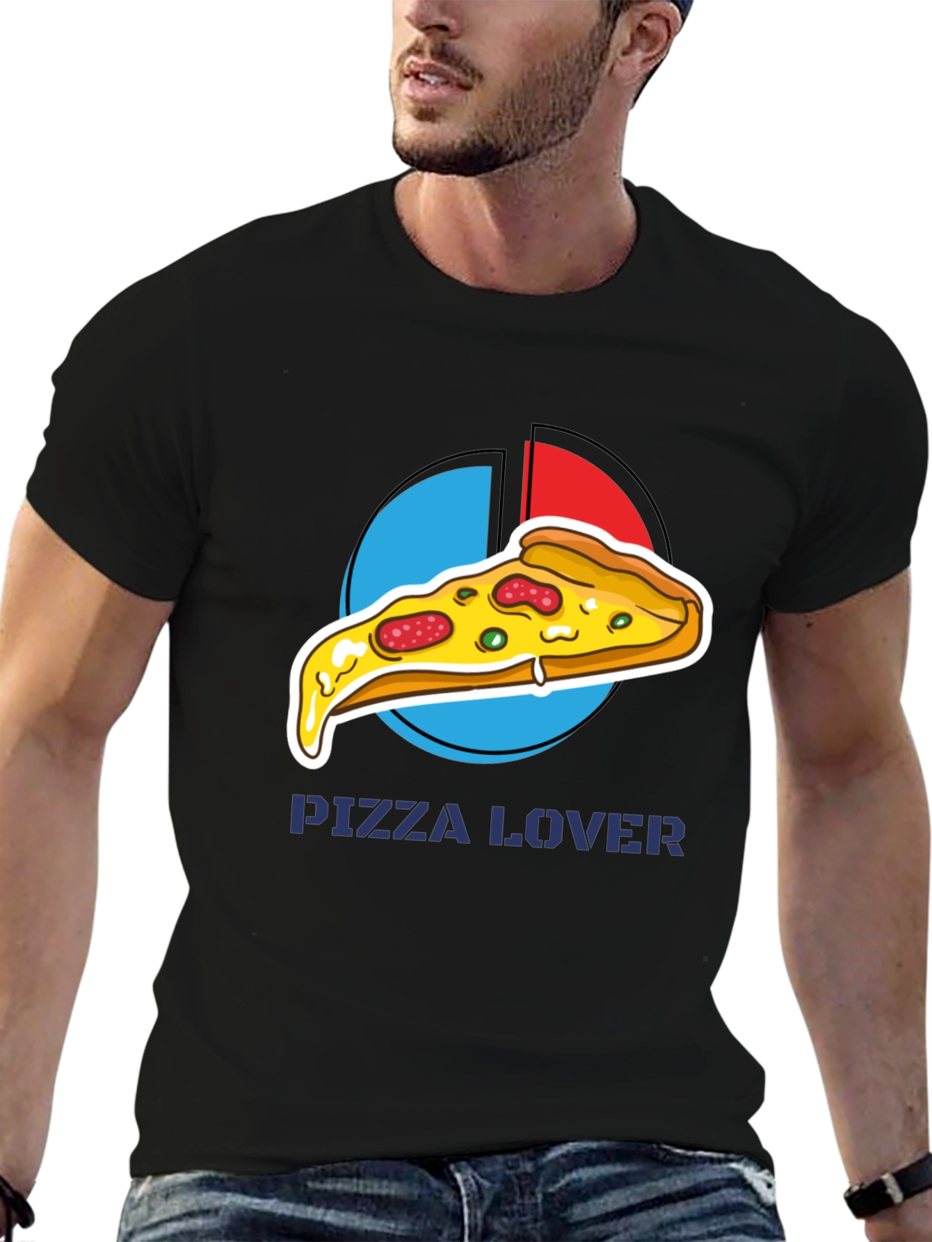 Black Pizza Lover Graphic Tee - Casual Comfort view 6