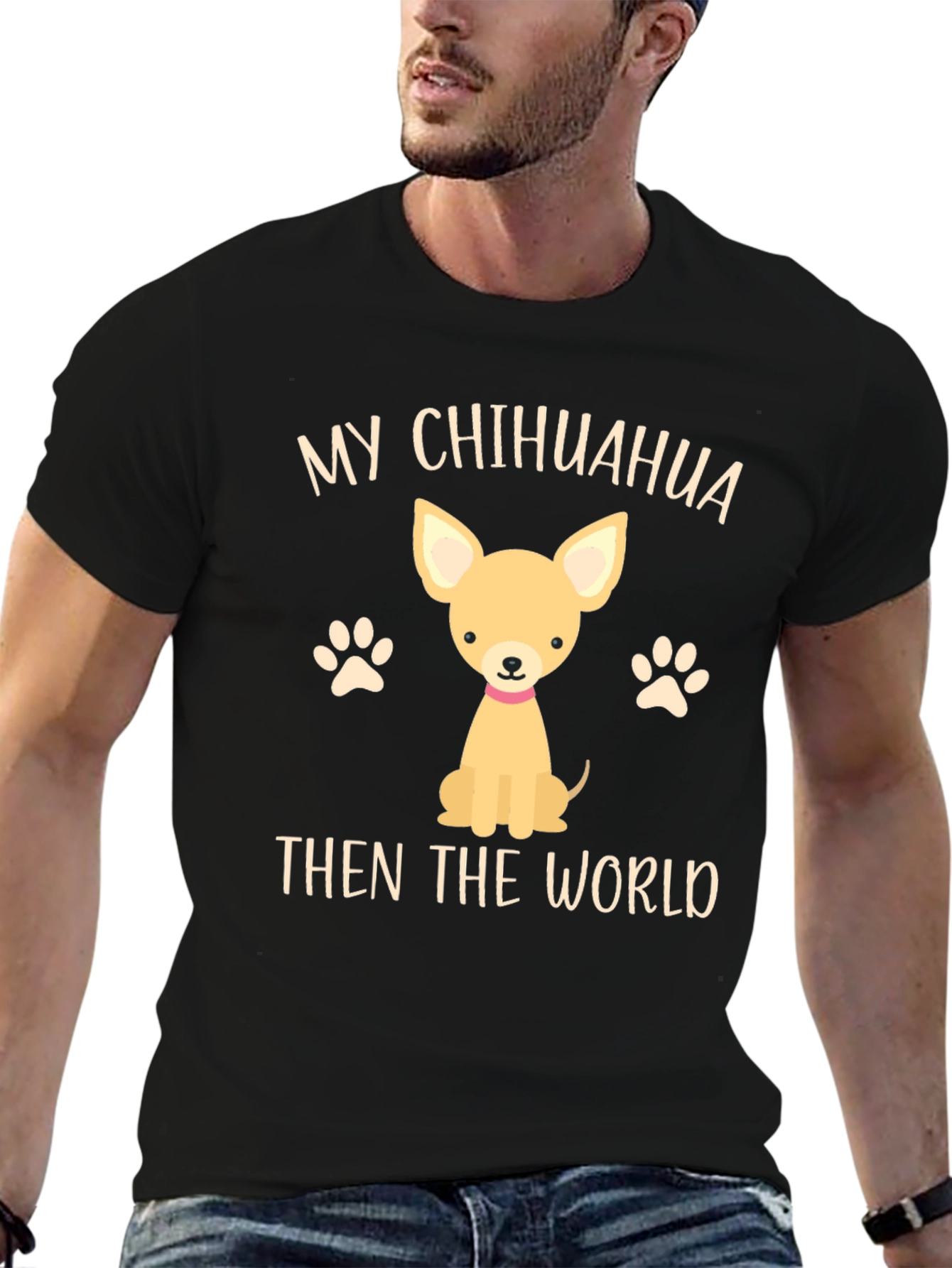 Black My Chihuahua Then The World Novelty T-Shirt view 6