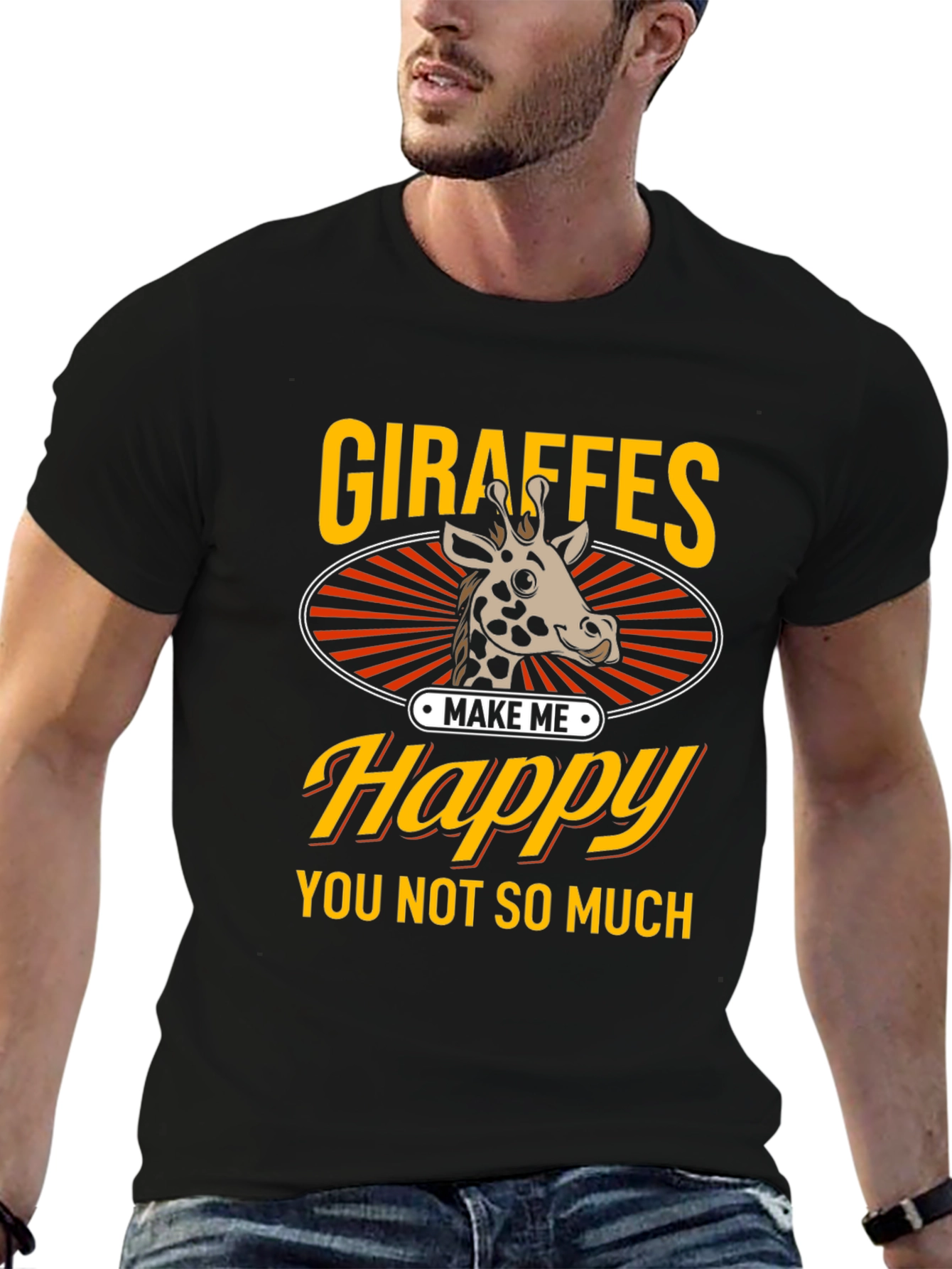 Black Giraffe Lover Graphic Tee - Funny Animal Shirt view 6
