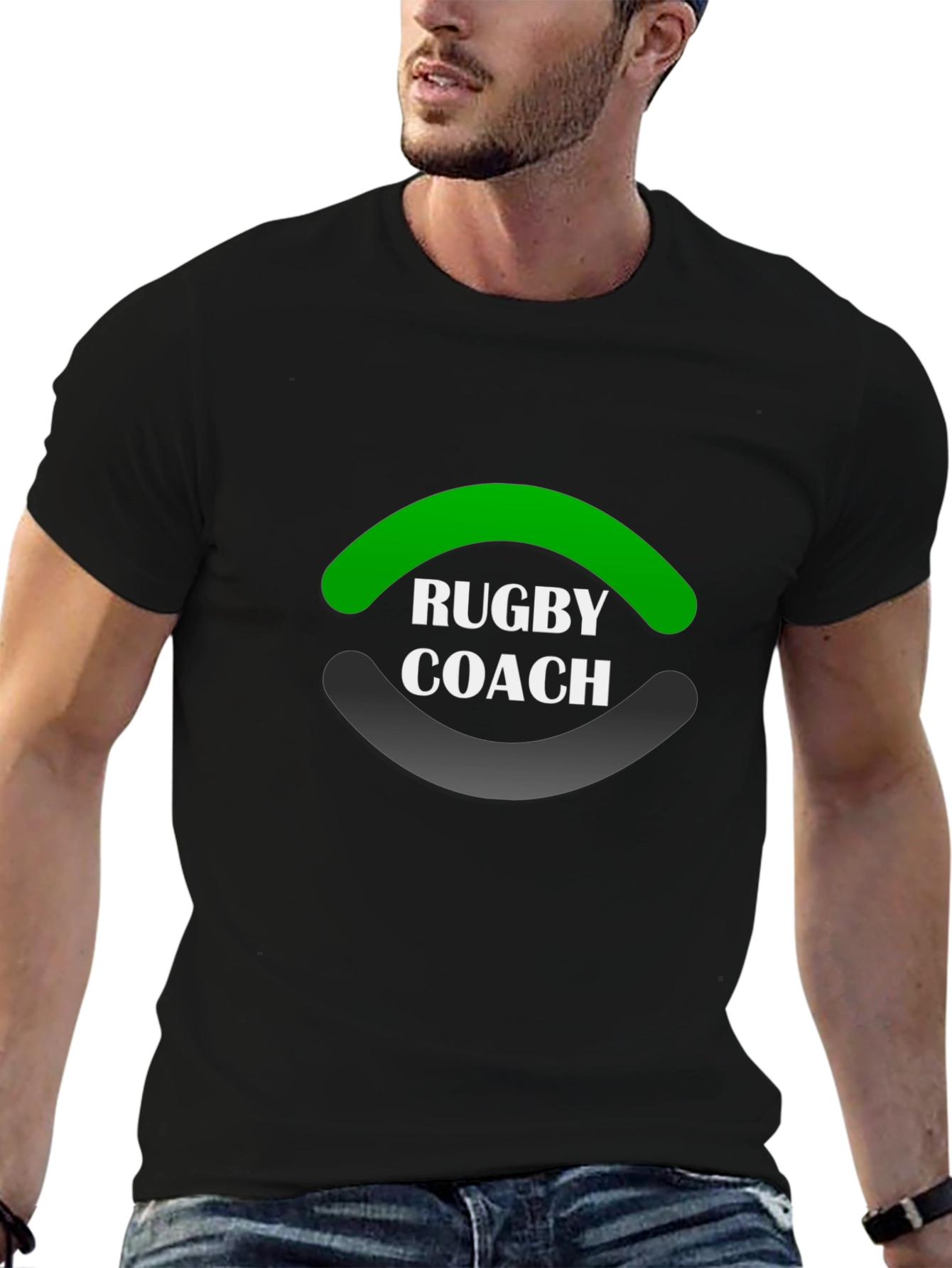 Black Rugby Coach Black T-Shirt view 6