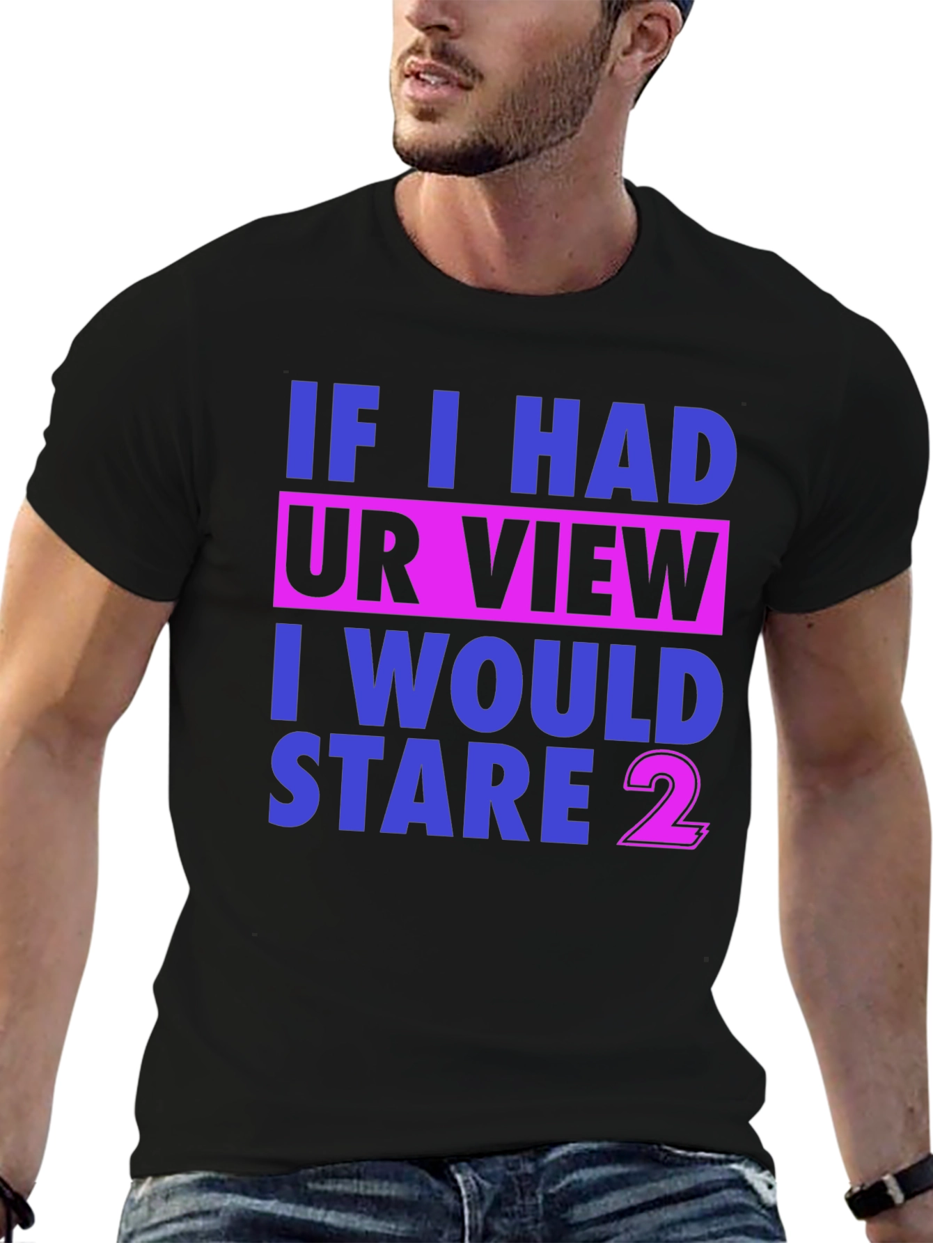 Black Funny Stare Graphic T-Shirt view 6