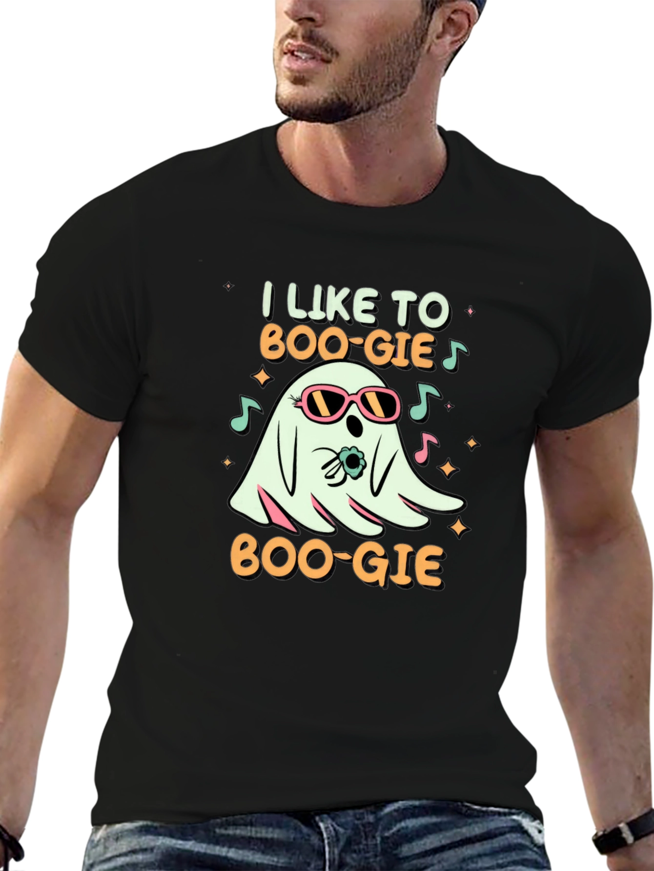 Black I Like To Boo-gie Ghost T-Shirt view 6