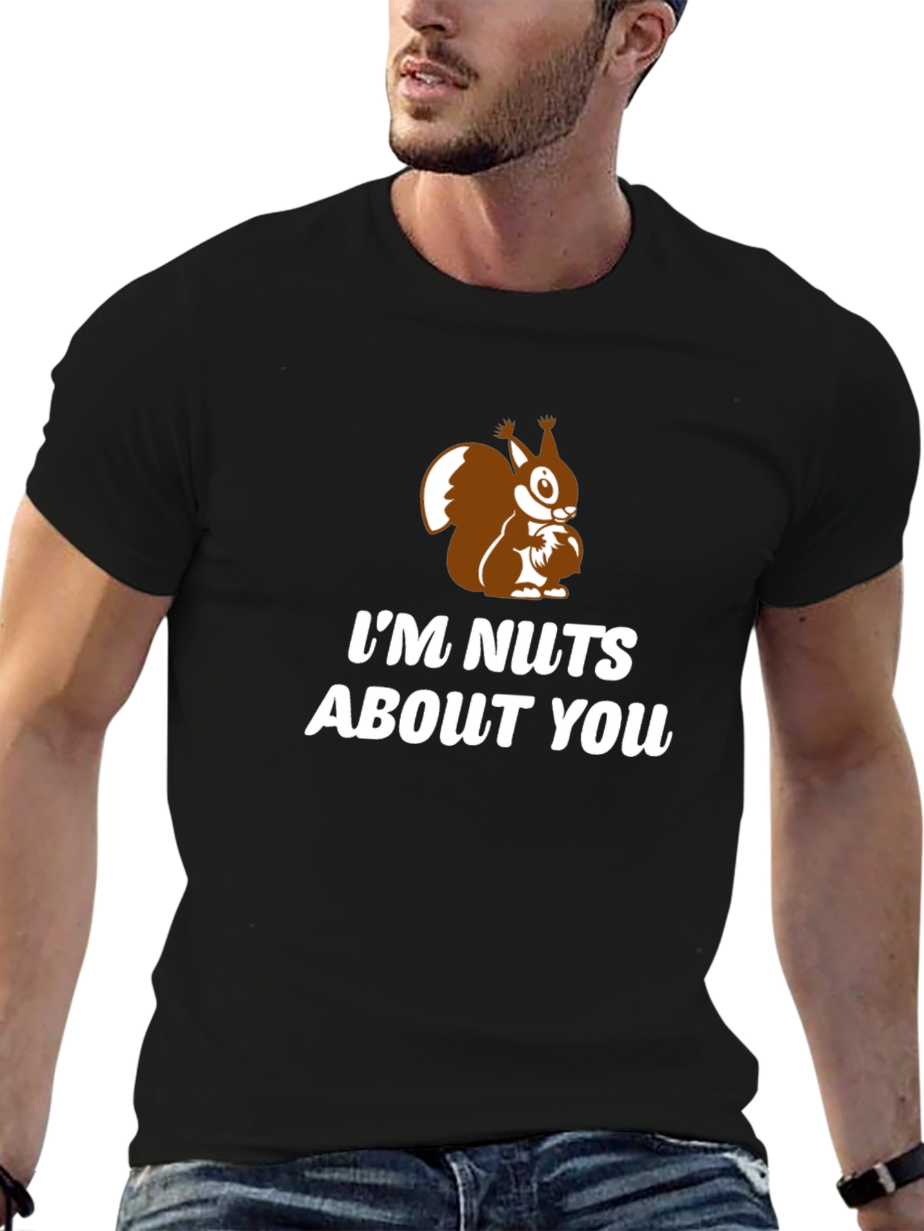 Black I'm Nuts About You Squirrel Graphic Tee view 6