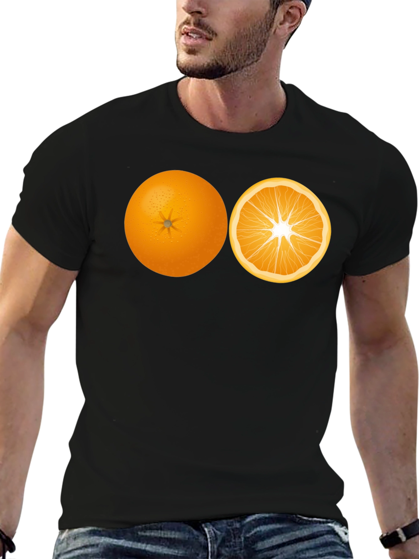 Black Orange Slice Graphic Black Tee view 6