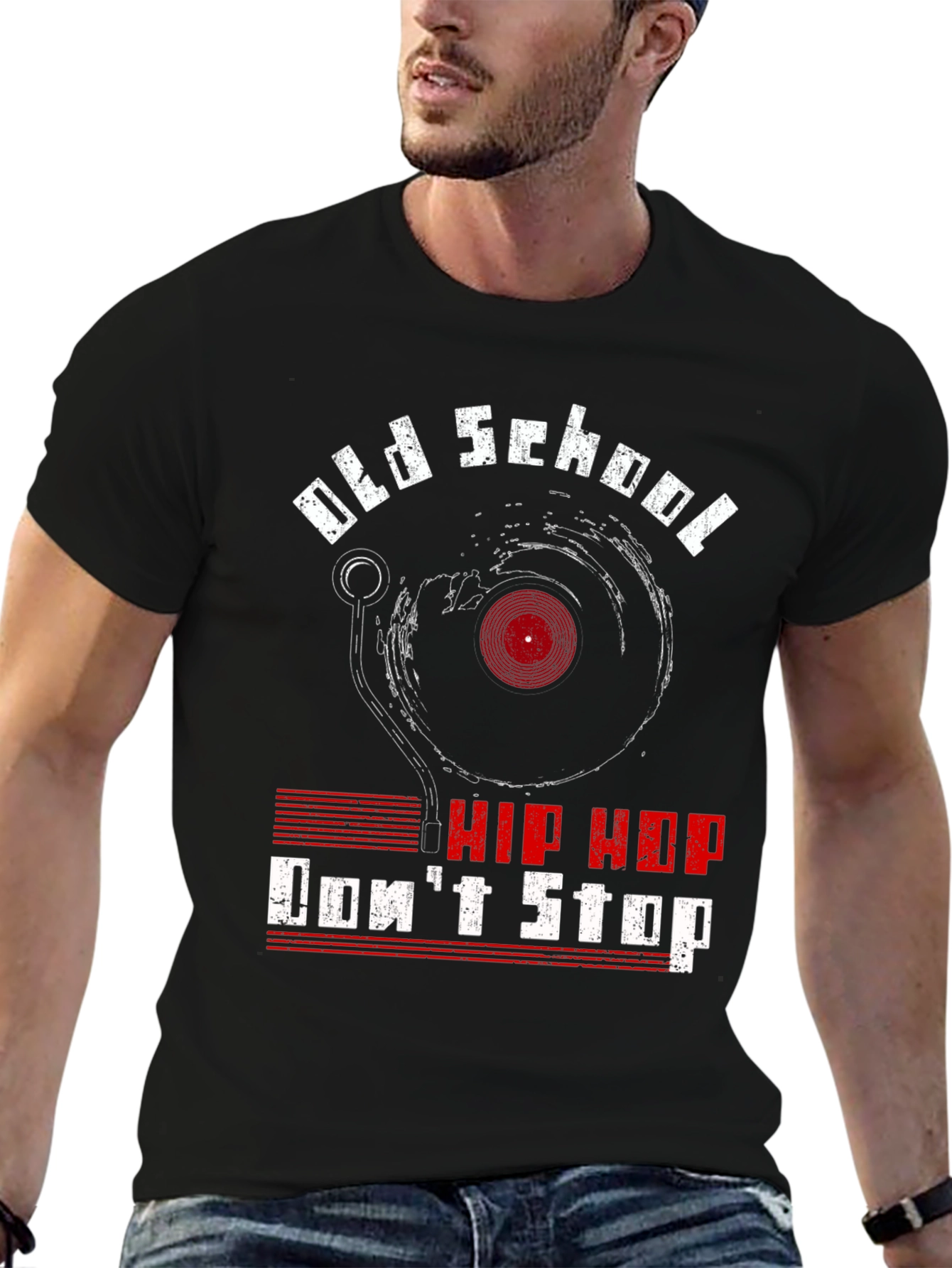 Black Old School Hip Hop T-Shirt - Don't Stop! view 6