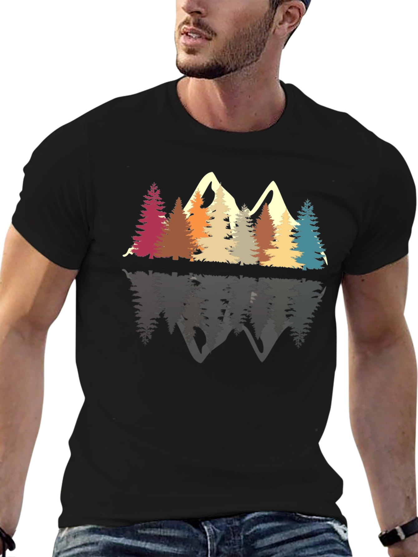 Black Retro Mountain & Trees Graphic Tee view 6