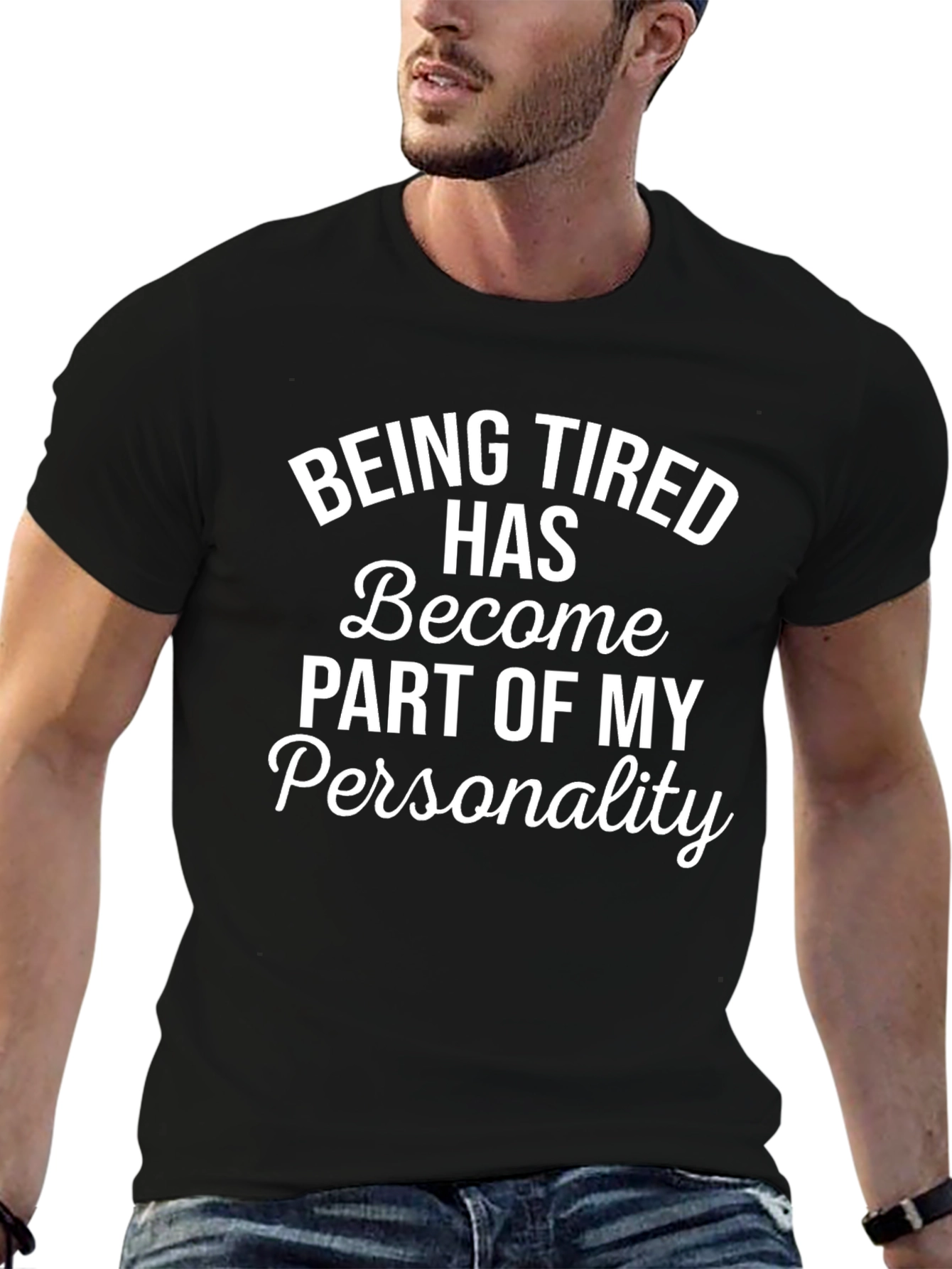 Black Being Tired Personality T-Shirt view 6