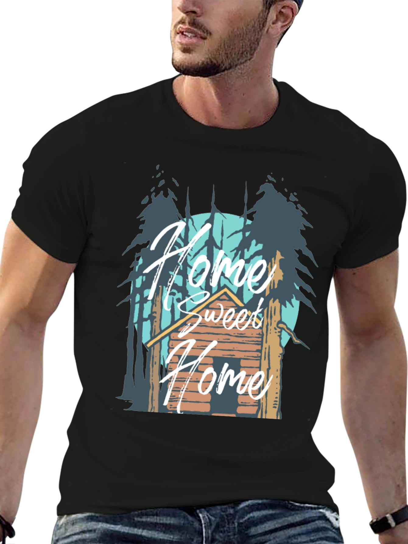 Black Home Sweet Home Cabin T-Shirt view 6