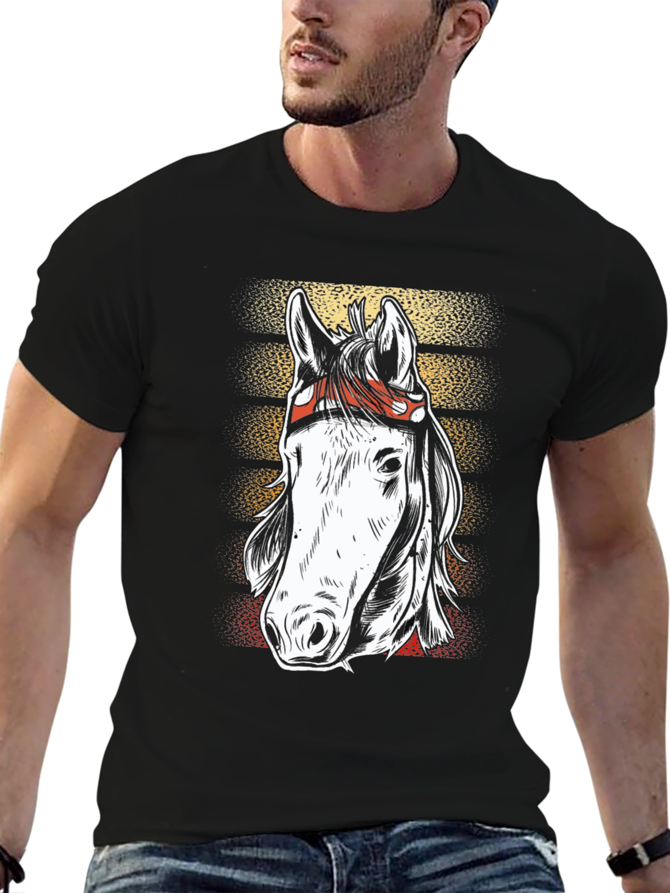 Black Horse Graphic Tee - Western Style view 6
