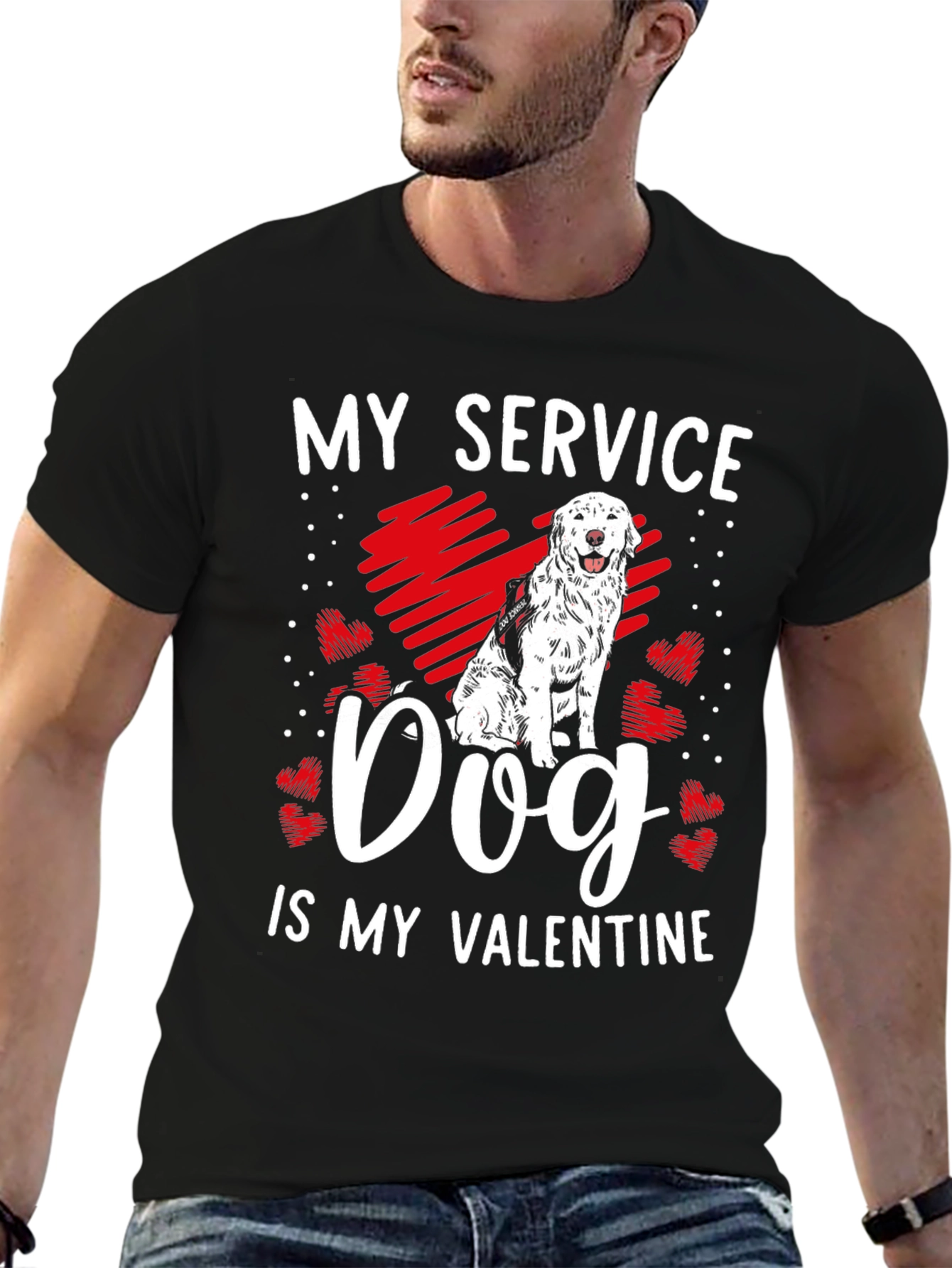 Black My Service Dog is My Valentine Graphic Tee view 6