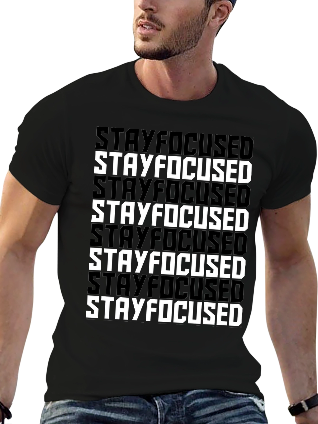 Black Stay Focused Graphic T-Shirt view 6