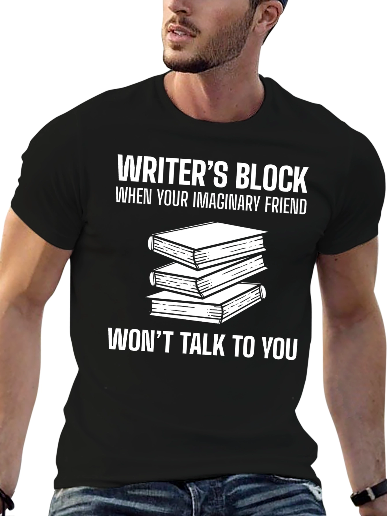 Black Writer's Block Novelty Graphic T-Shirt view 6