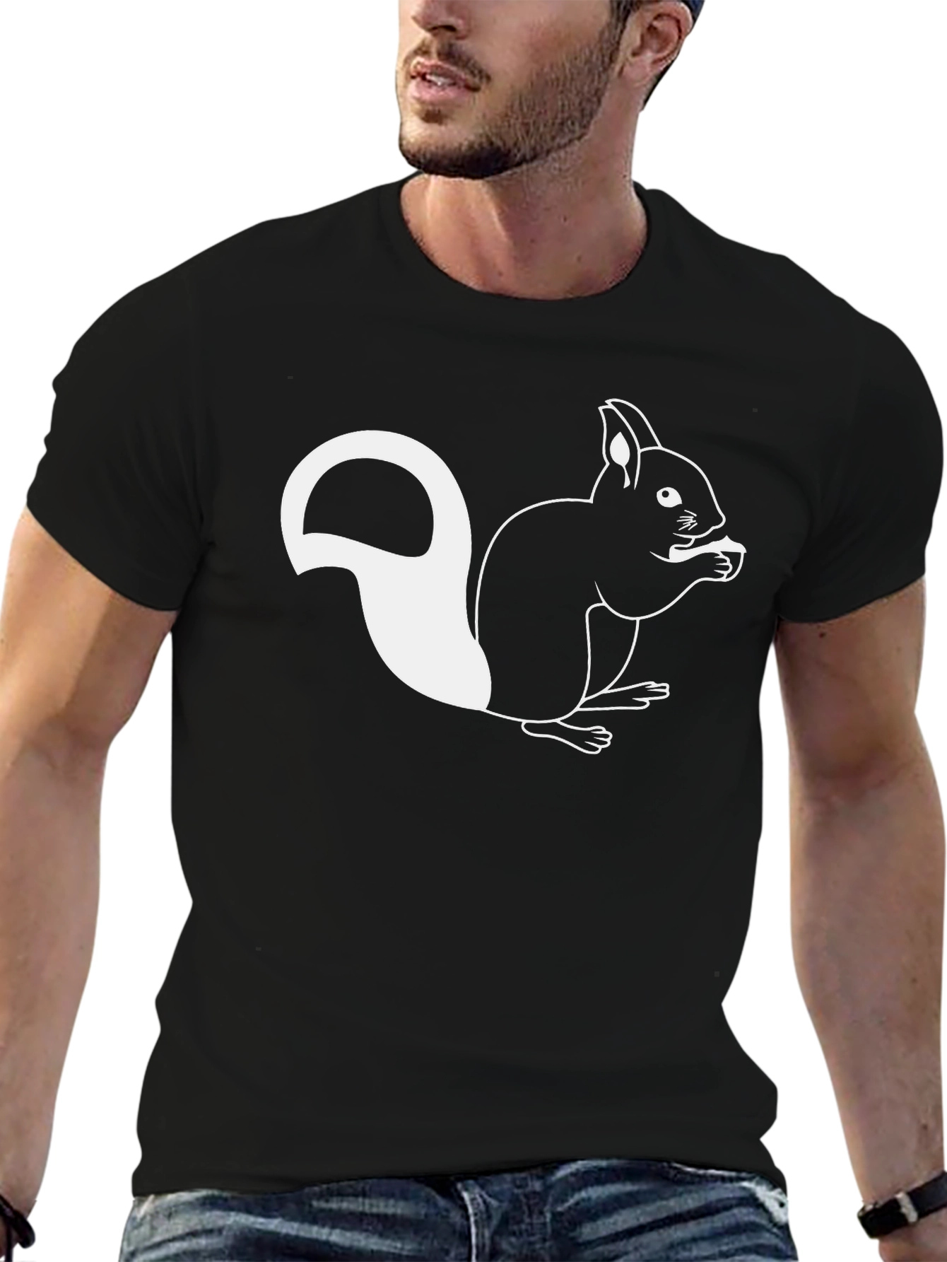 Black Squirrel Graphic Tee - Black Cotton Blend view 6