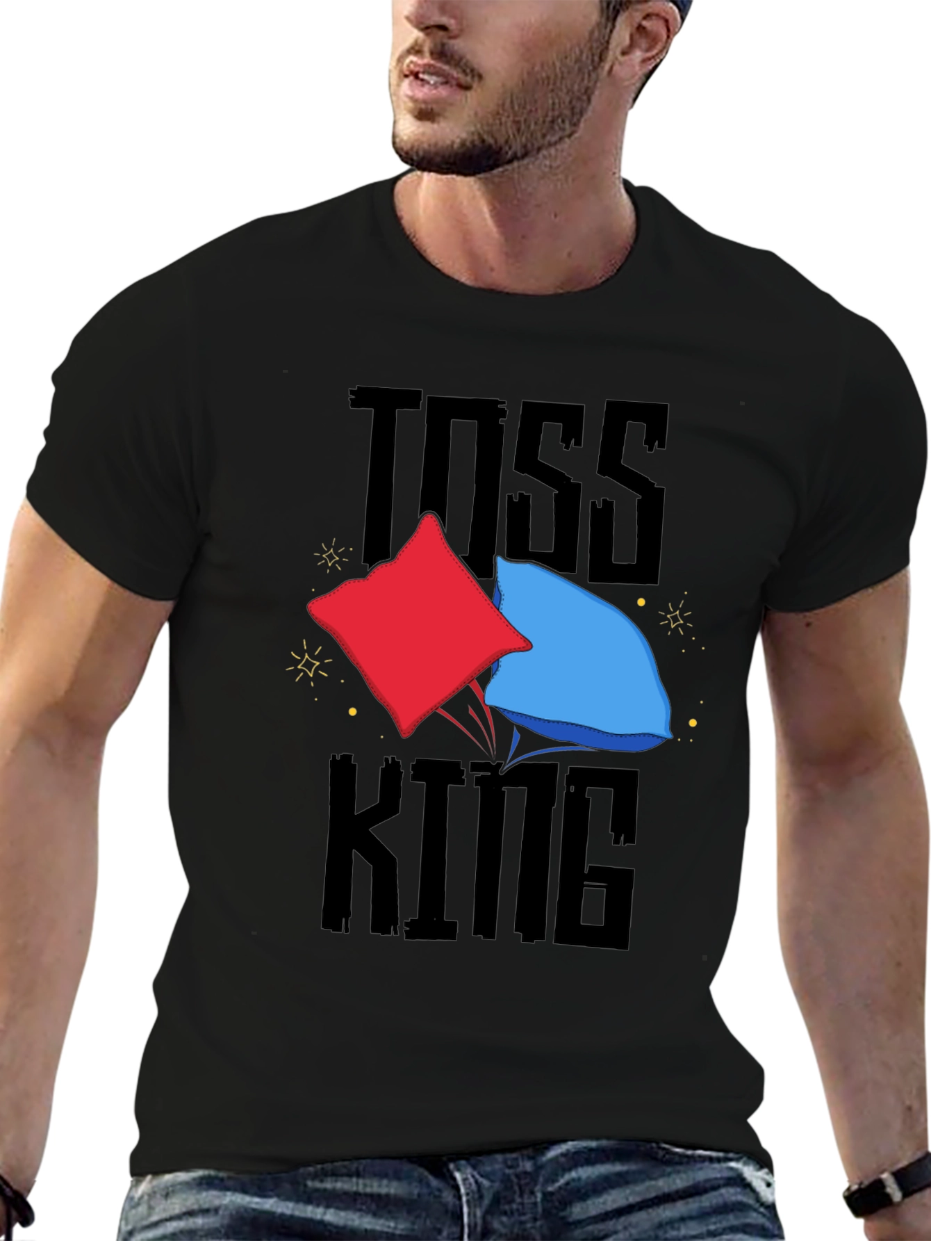 Black Toss King T-Shirt - Cornhole Fan Apparel view 6