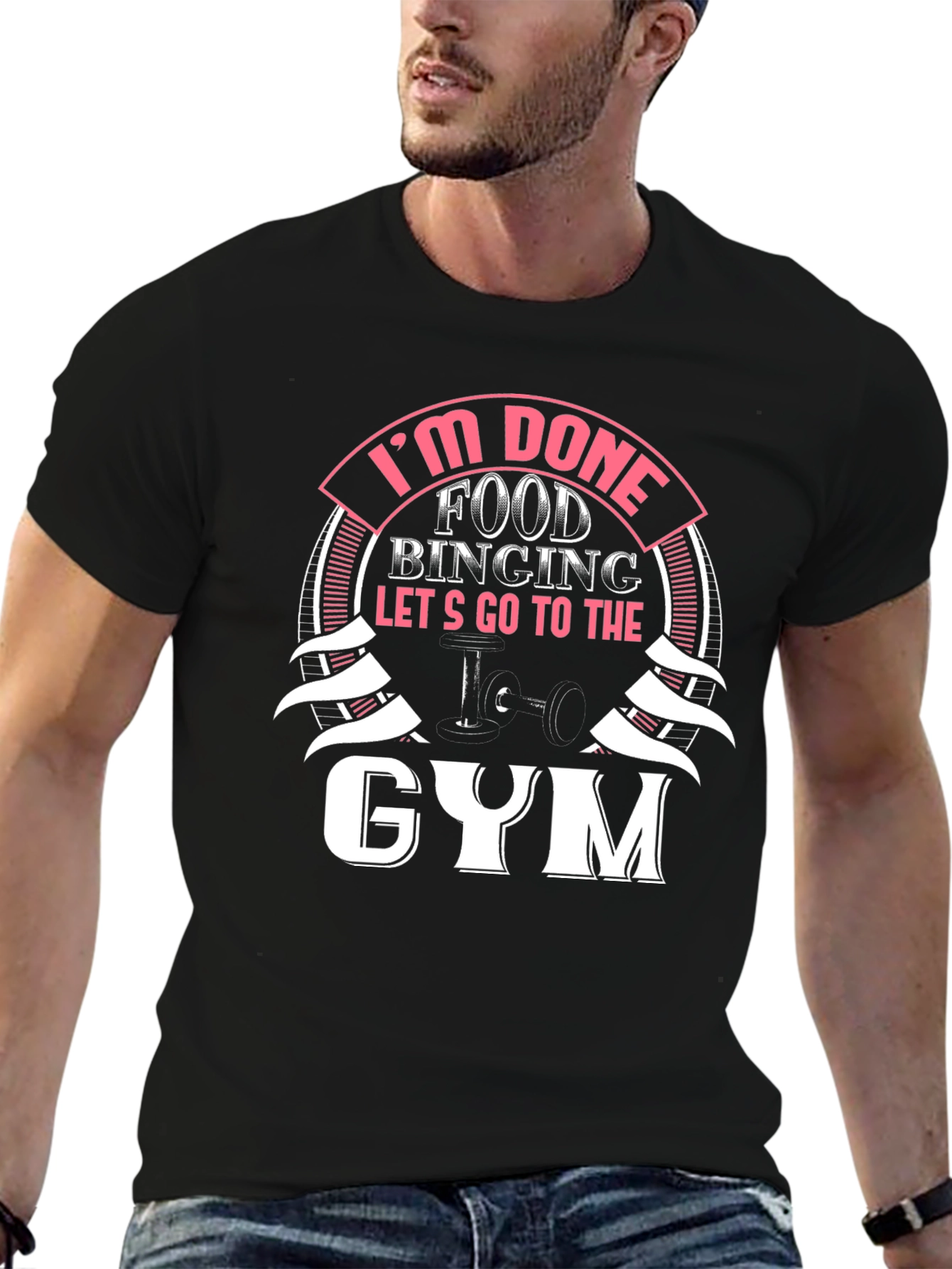 Black I'm Done Food Binging Gym T-Shirt view 6
