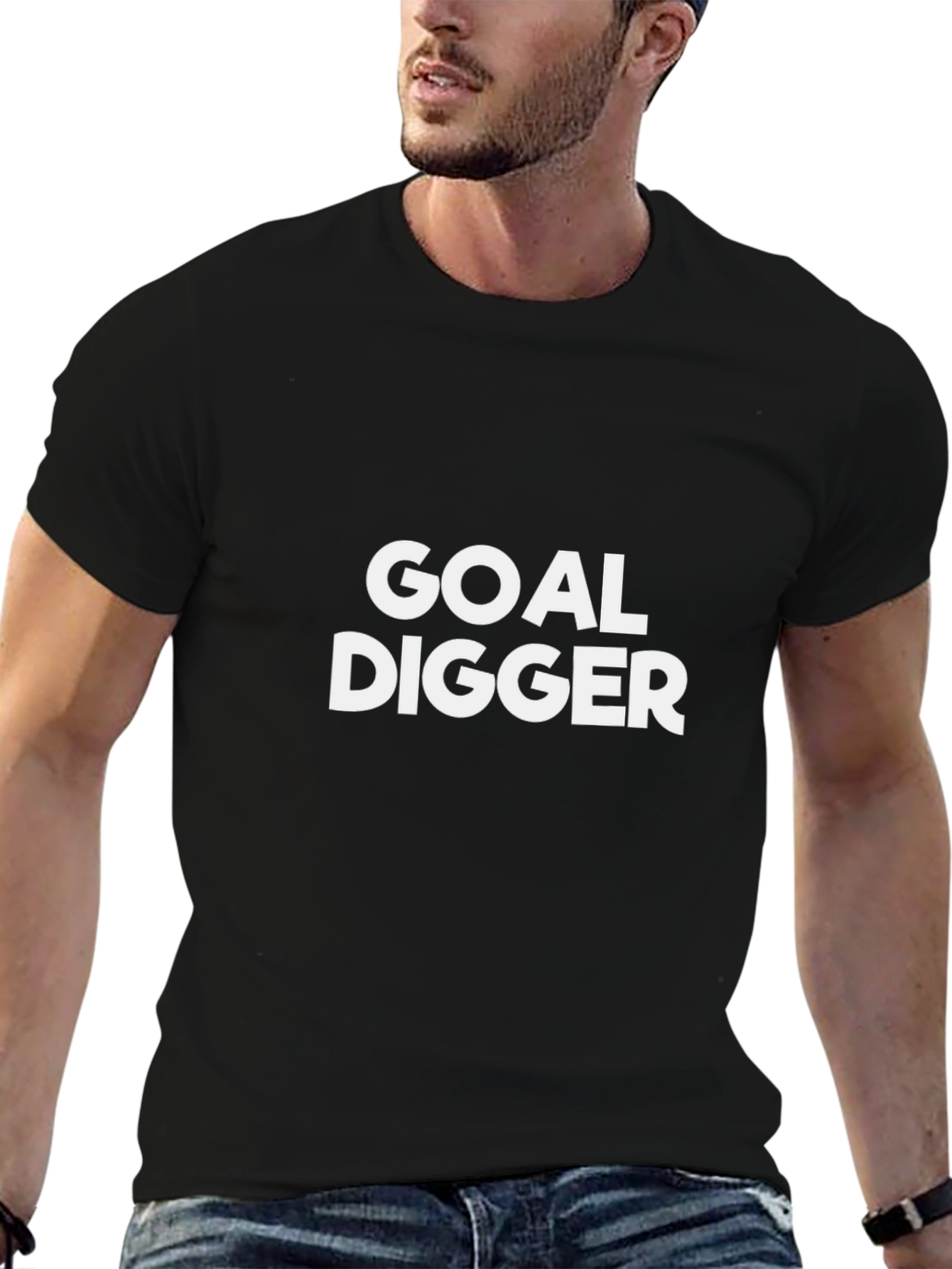 Black Goal Digger Graphic Tee - Black Cotton Blend view 6
