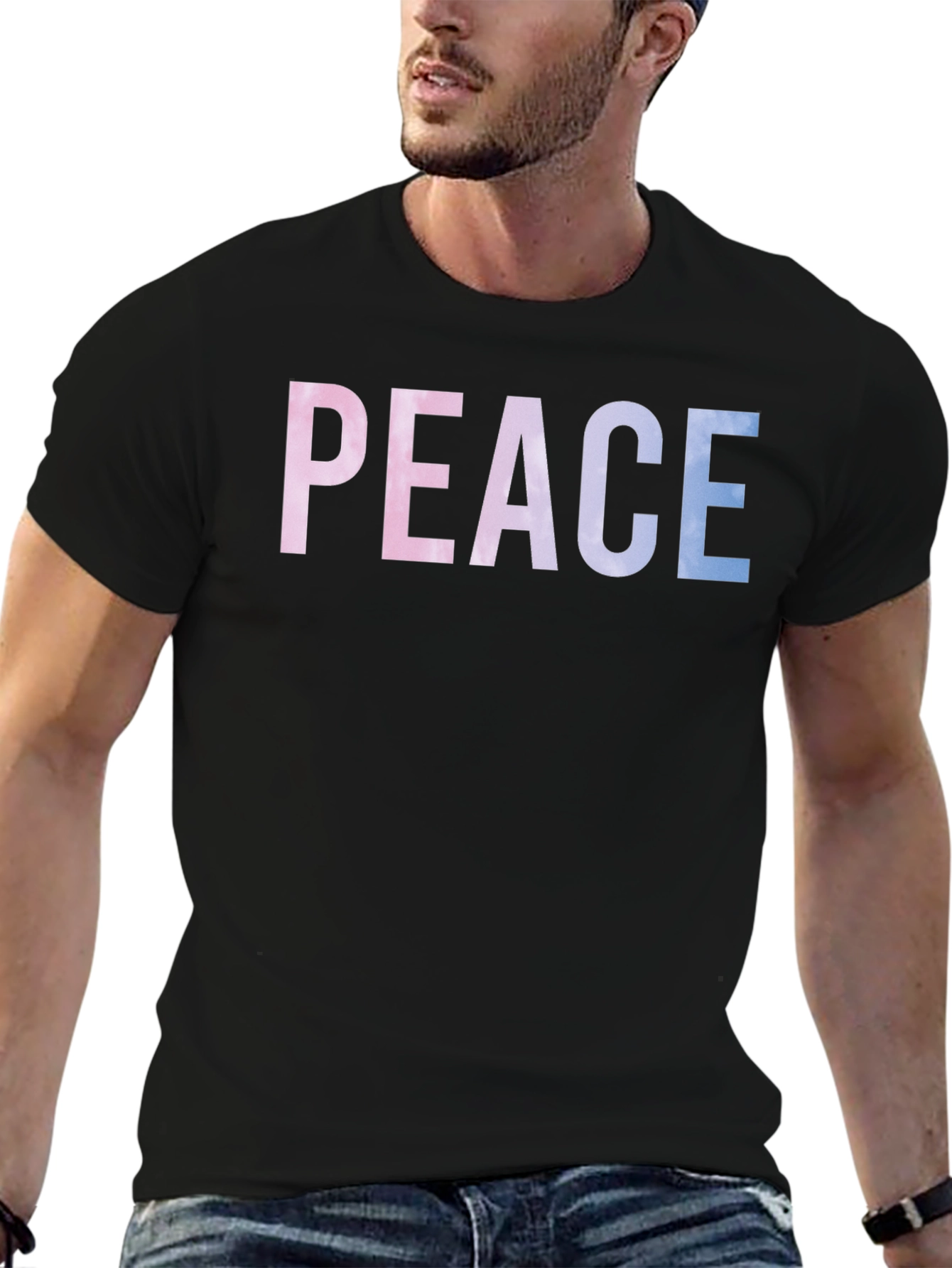 Black Peace Graphic Tee - Cotton Blend T-Shirt view 6