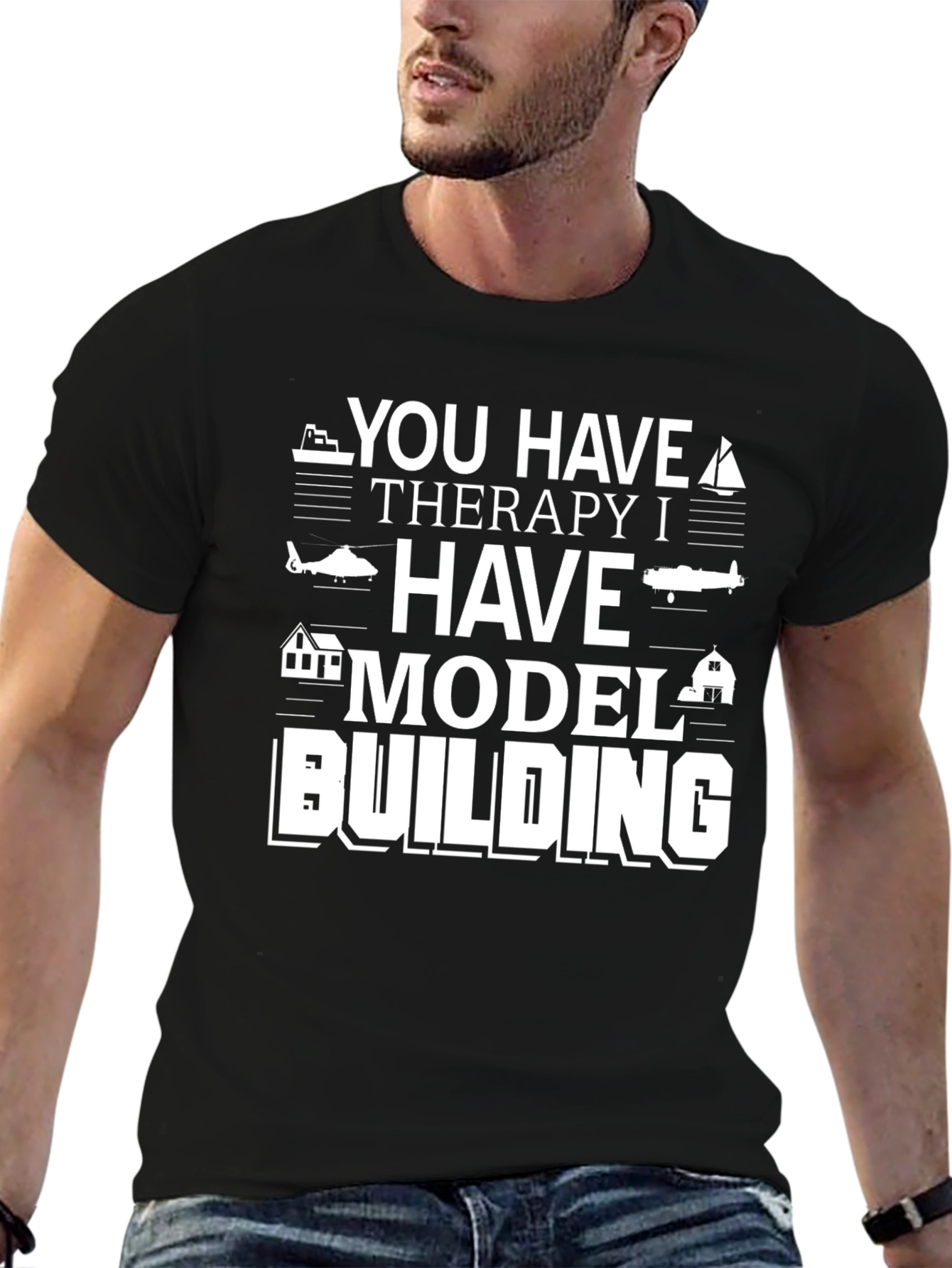 Black Model Building Therapy T-Shirt view 6