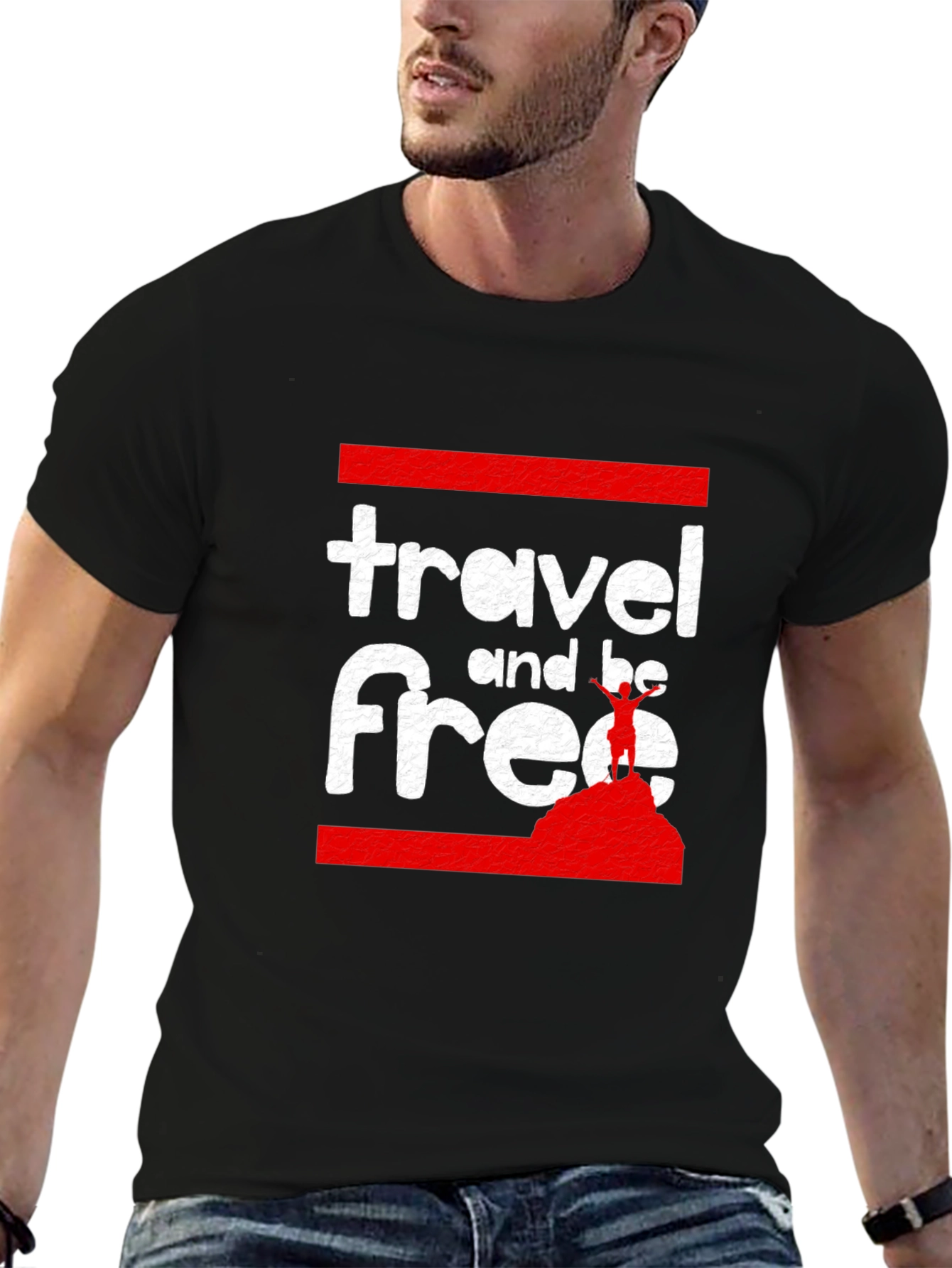 Black Travel and Be Free Black Graphic Tee view 6