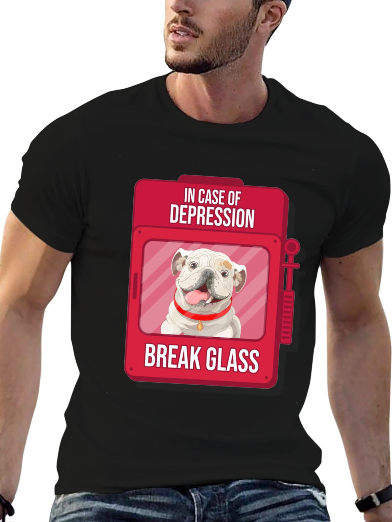Black Depression Relief Dog T-Shirt - Break Glass view 6