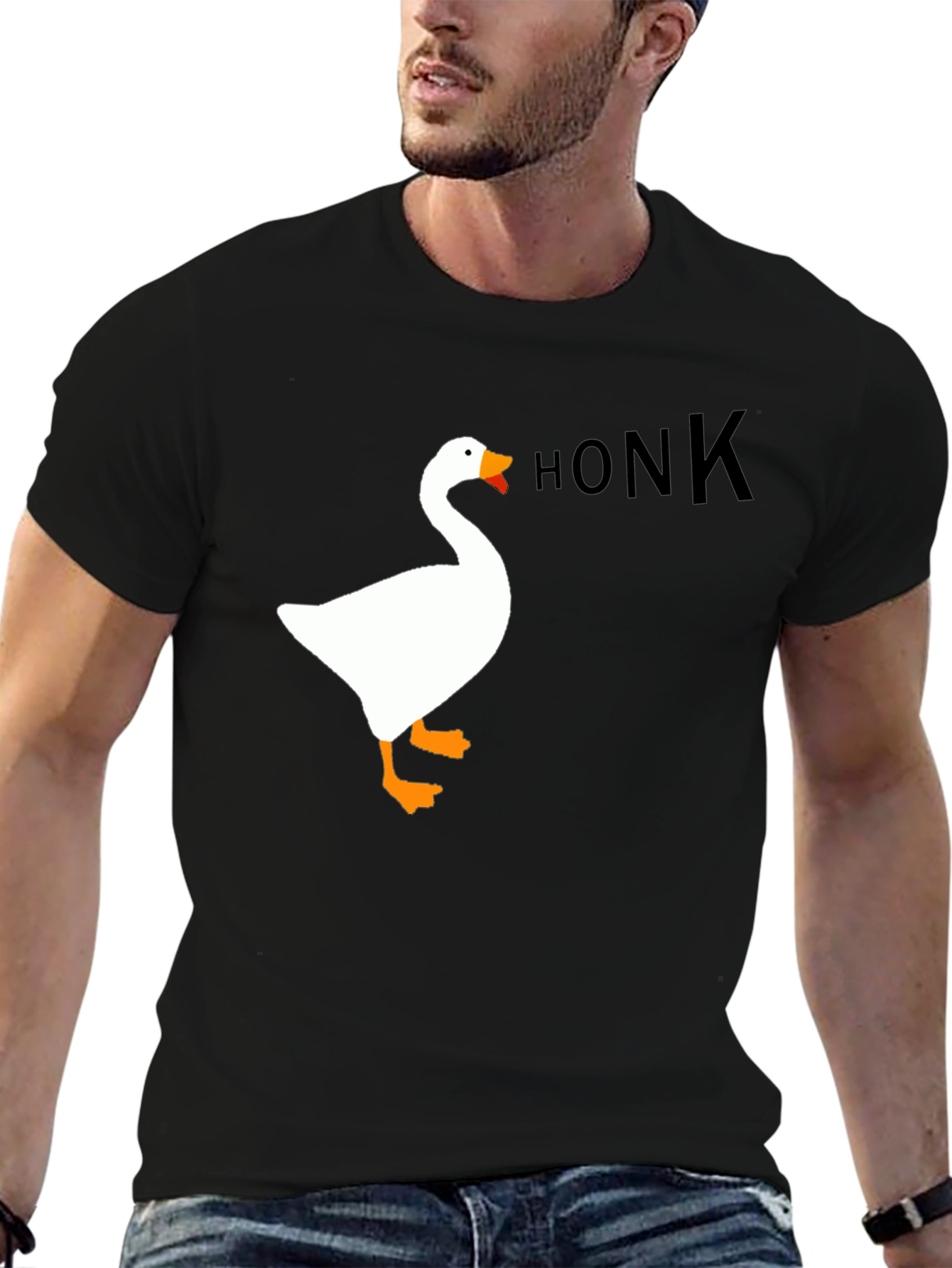 Black Honk Goose Graphic Tee - Black Unisex T-Shirt view 6
