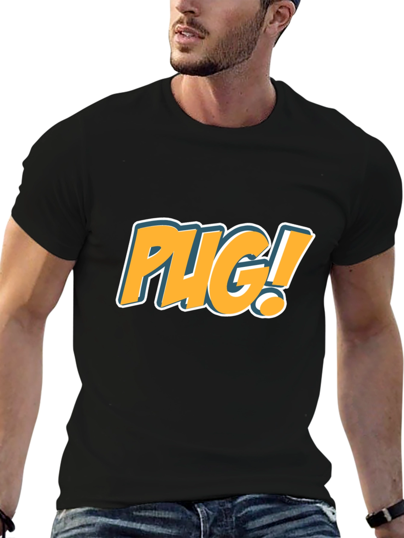 Black Fun Pug! T-Shirt - Stylish and Comfortable view 6