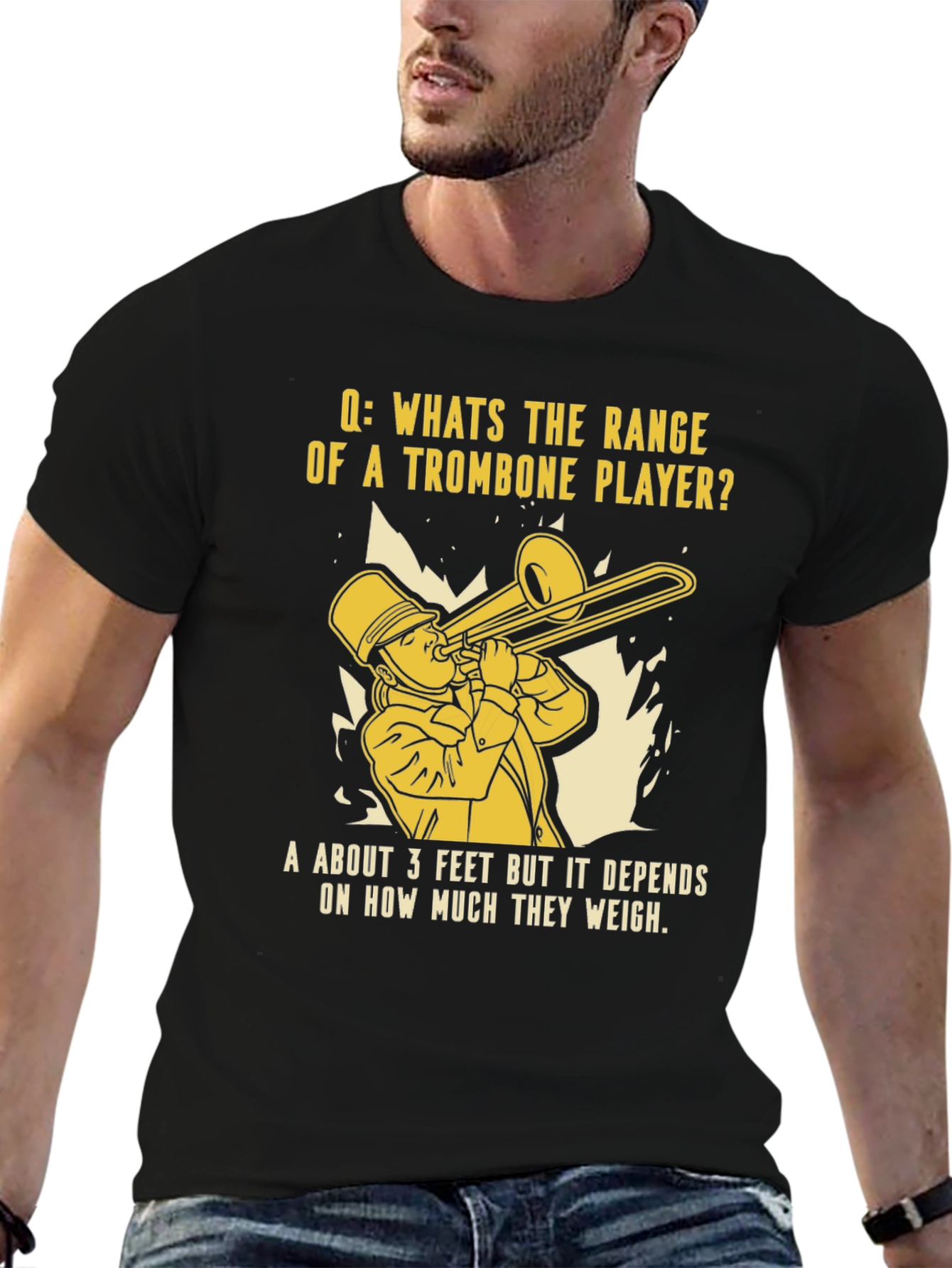 Black Funny Trombone Player Range T-Shirt view 6