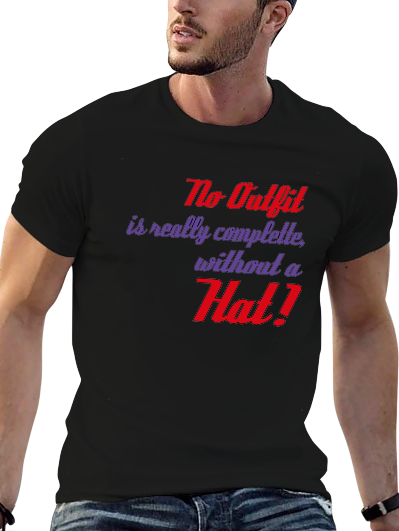 Black Hat Lover's T-Shirt: No Outfit Complete Without a Hat view 6