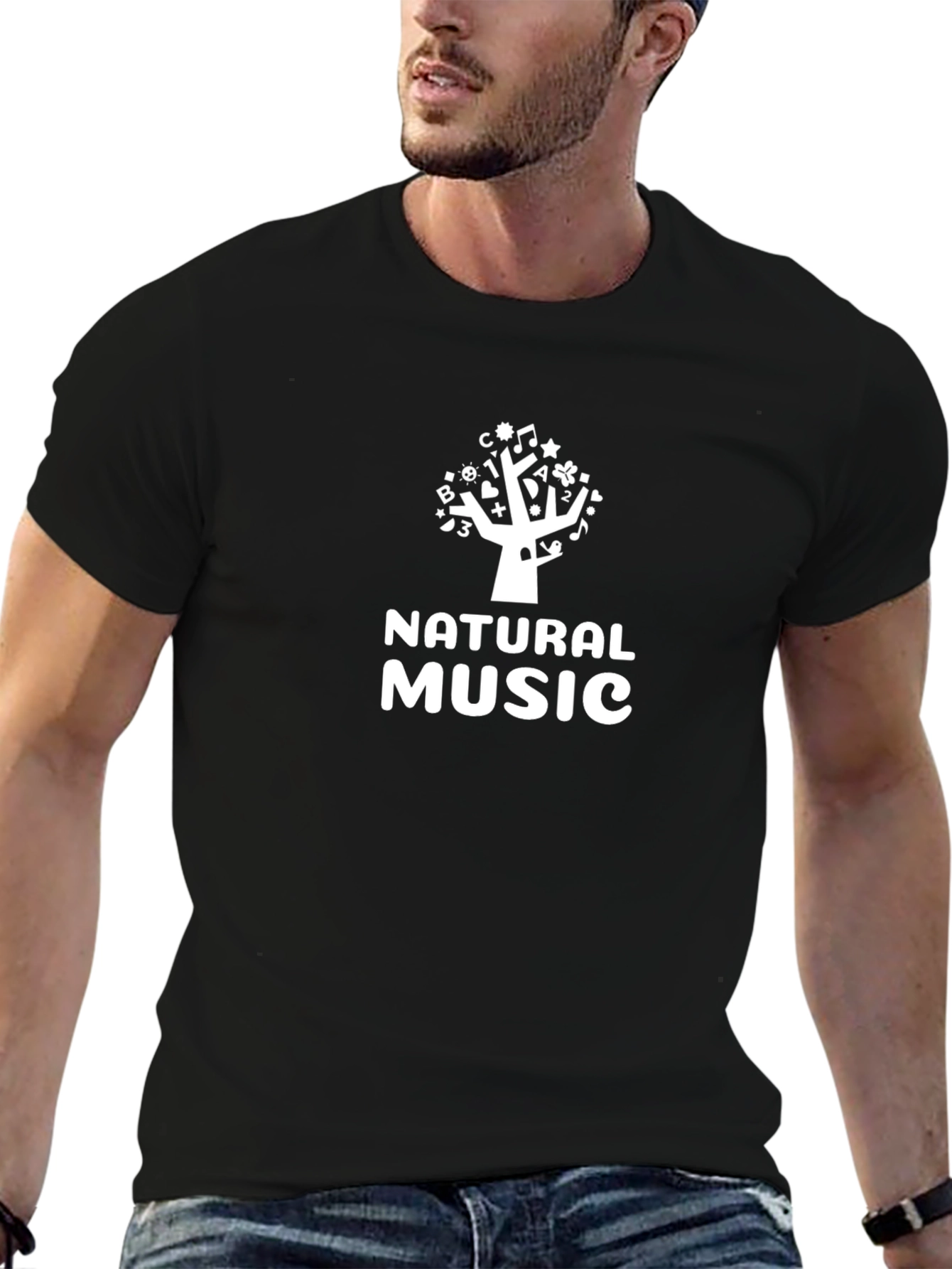 Black Natural Music Graphic T-Shirt view 6