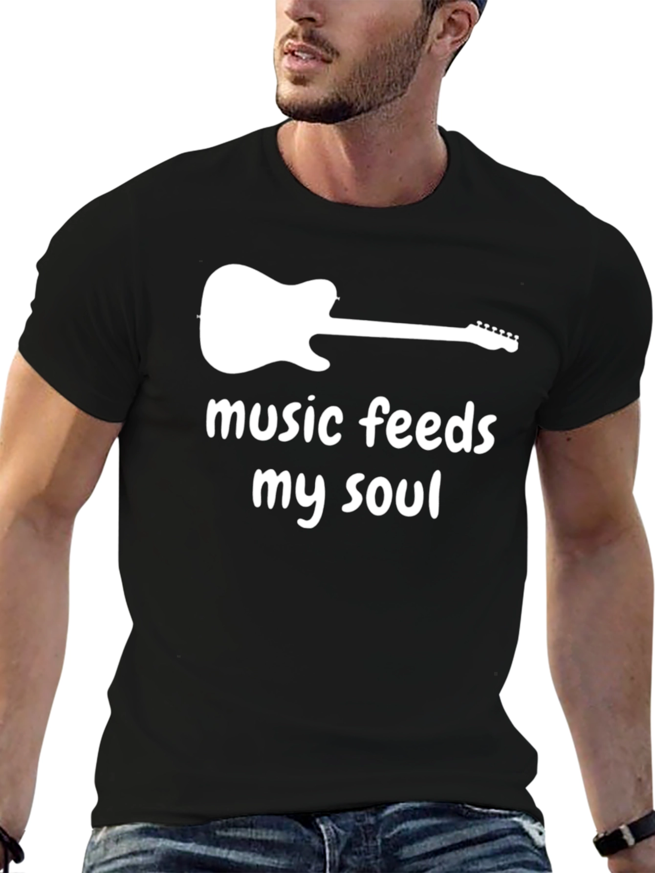 Black Music Feeds My Soul Guitar T-Shirt view 6